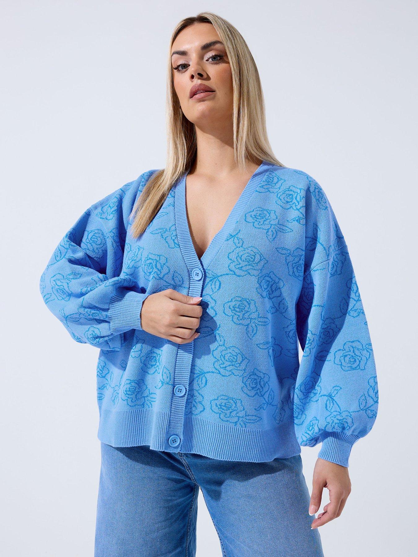 Yours Curve Rose Cardigan - Blue