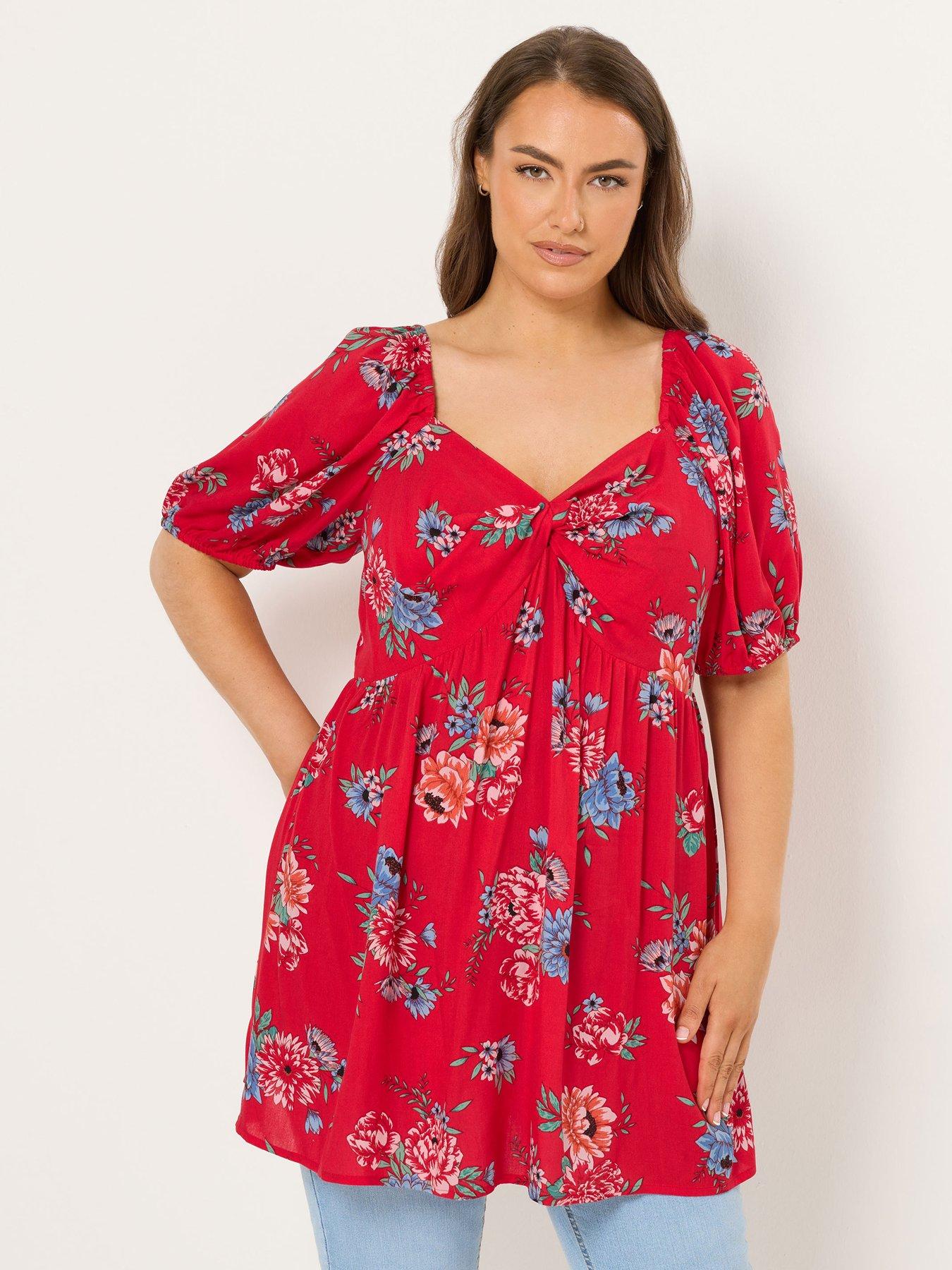 Image 1 of 5 of Yours Curve Twist Front Blouse - Red