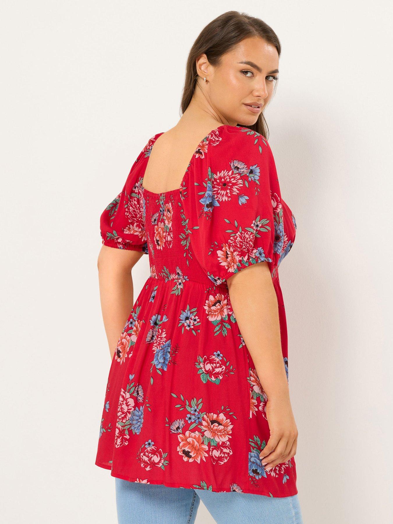 Image 2 of 5 of Yours Curve Twist Front Blouse - Red