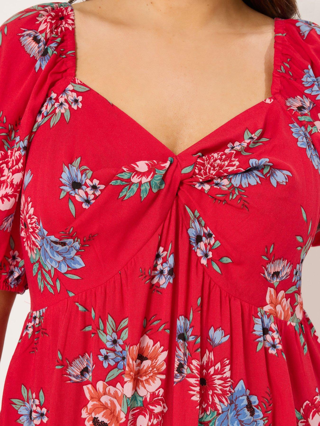 Image 4 of 5 of Yours Curve Twist Front Blouse - Red