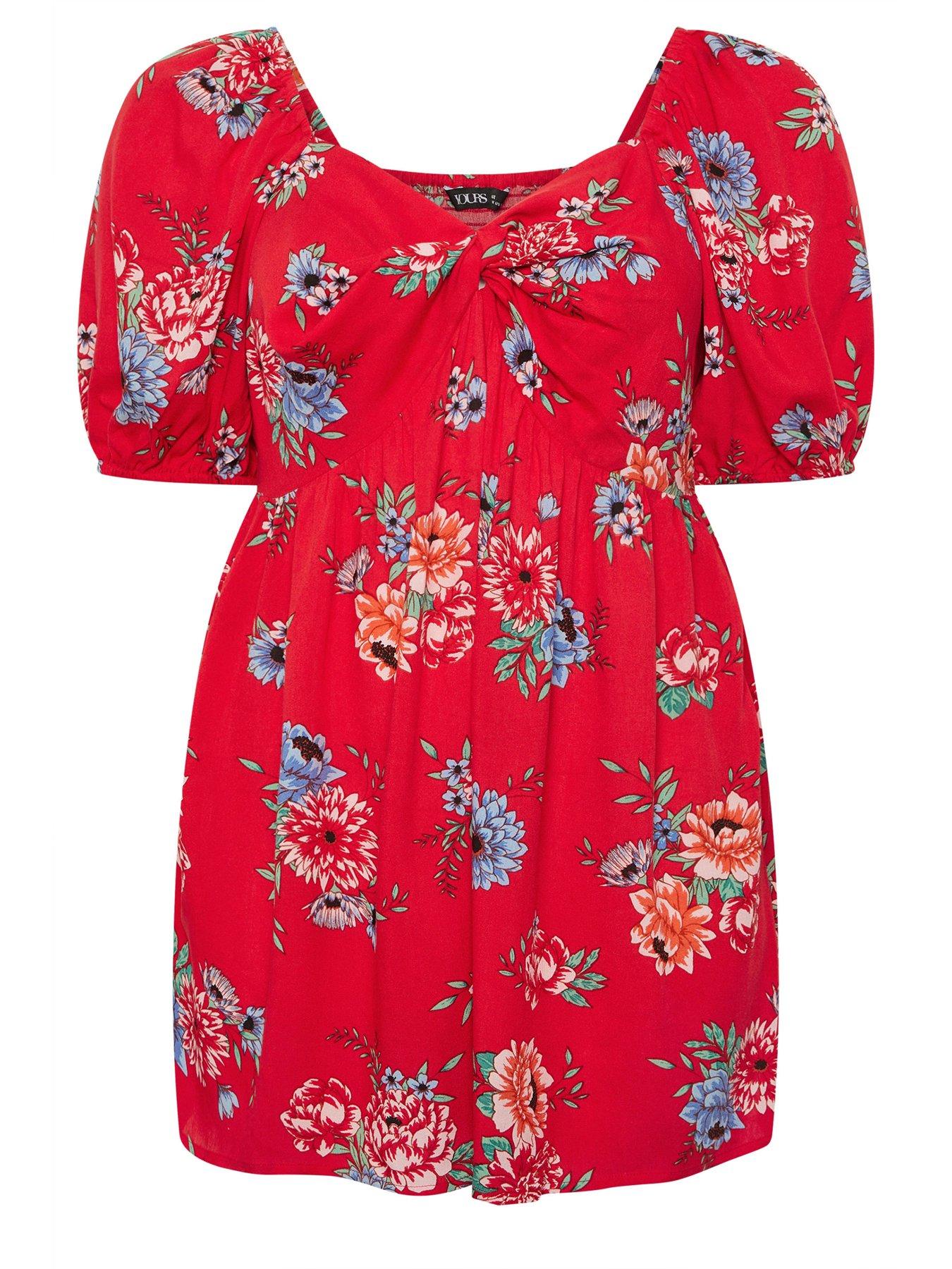 Image 5 of 5 of Yours Curve Twist Front Blouse - Red