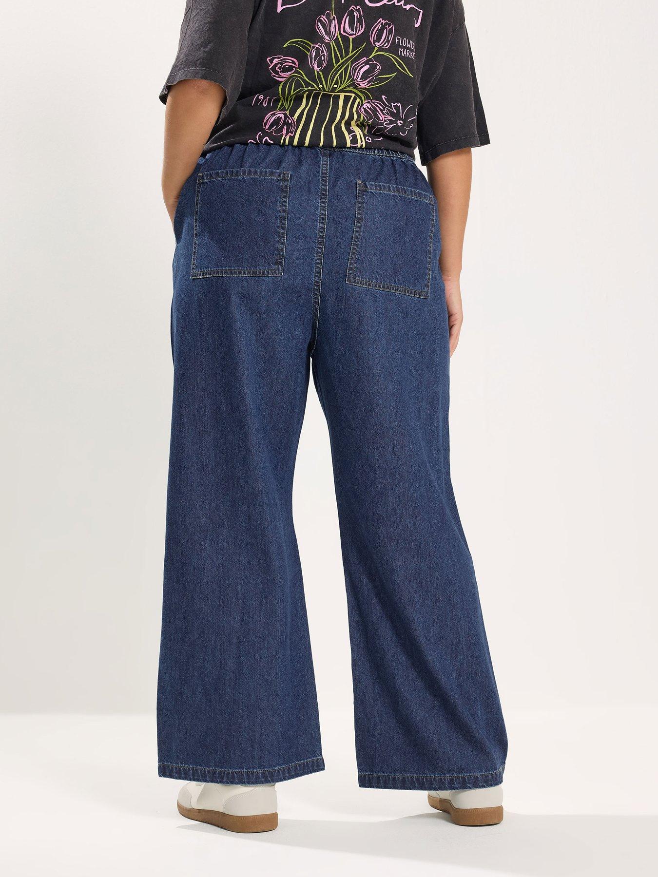 Image 2 of 5 of Yours Curve Wide Leg Jeans - Blue