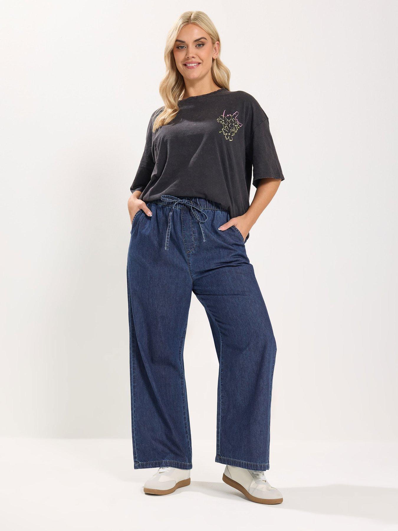 Image 3 of 5 of Yours Curve Wide Leg Jeans - Blue
