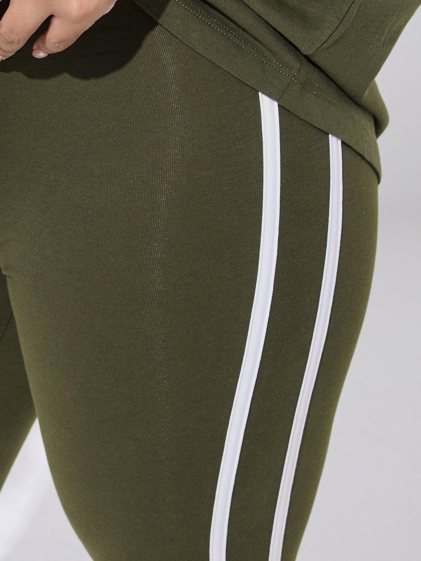 Image 4 of 5 of Yours Curve Active Side Stripe Leggings - Green