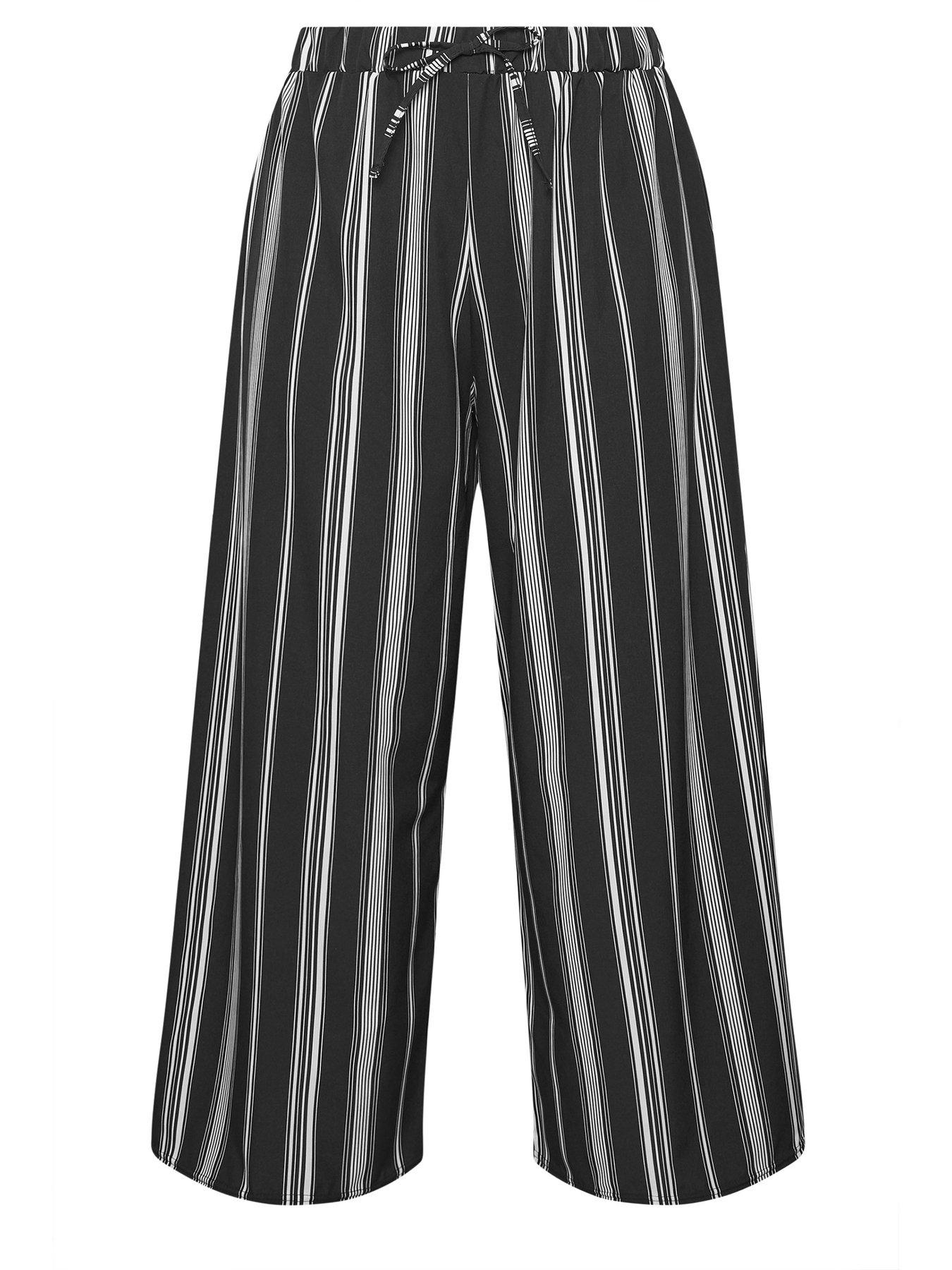 Image 5 of 5 of Yours Curve Wide Leg Stripe Trouser - Black