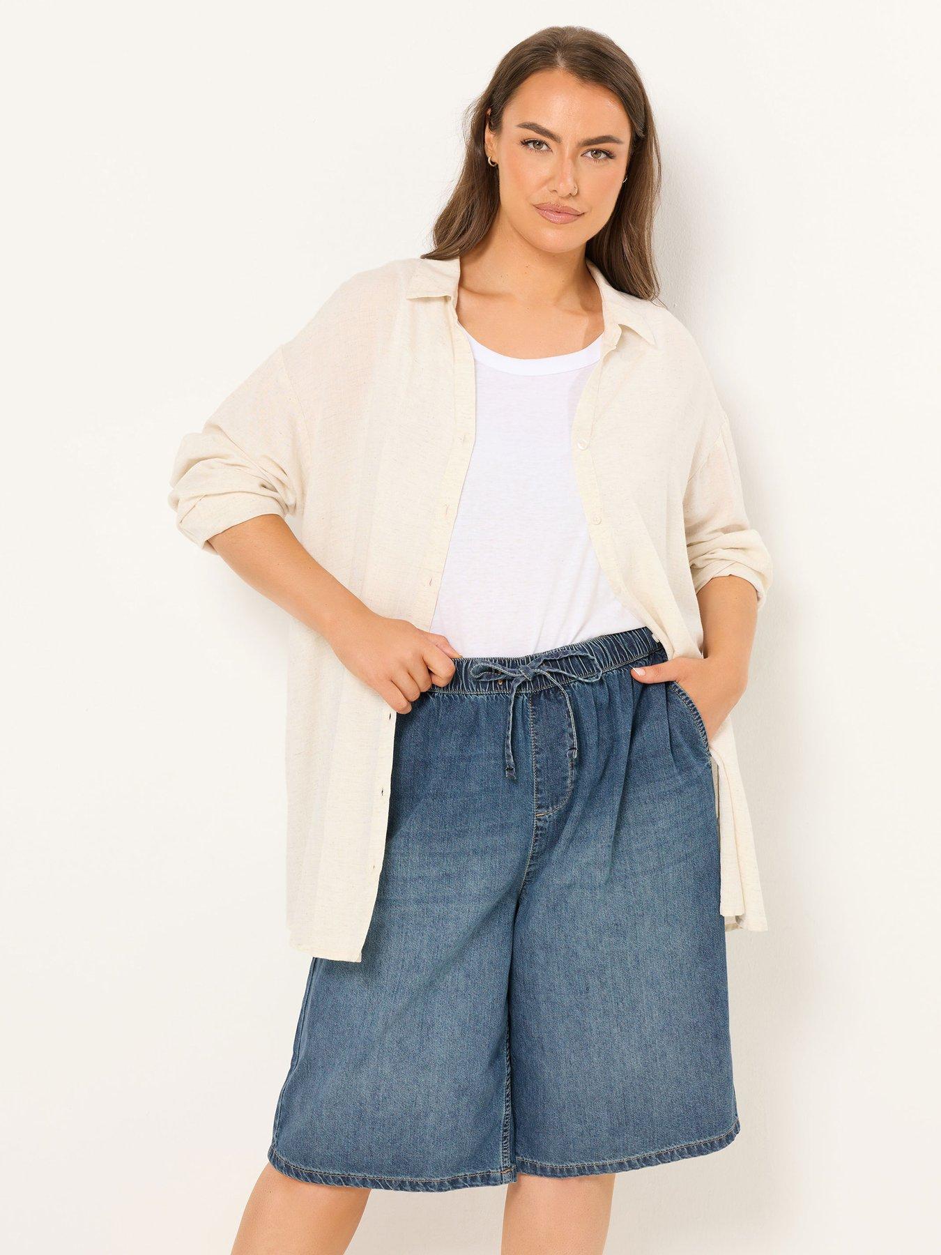 Image 1 of 5 of Yours Curve Pull On Denim Jort - Blue