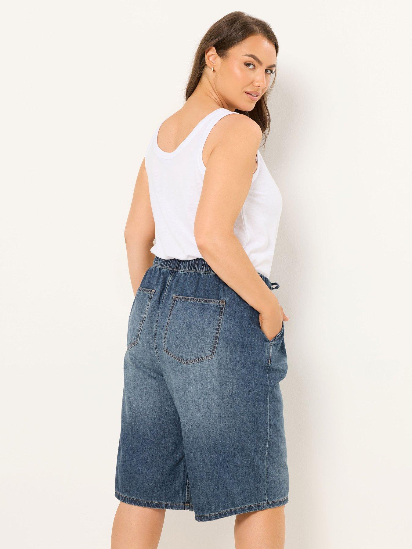 Image 2 of 5 of Yours Curve Pull On Denim Jort - Blue