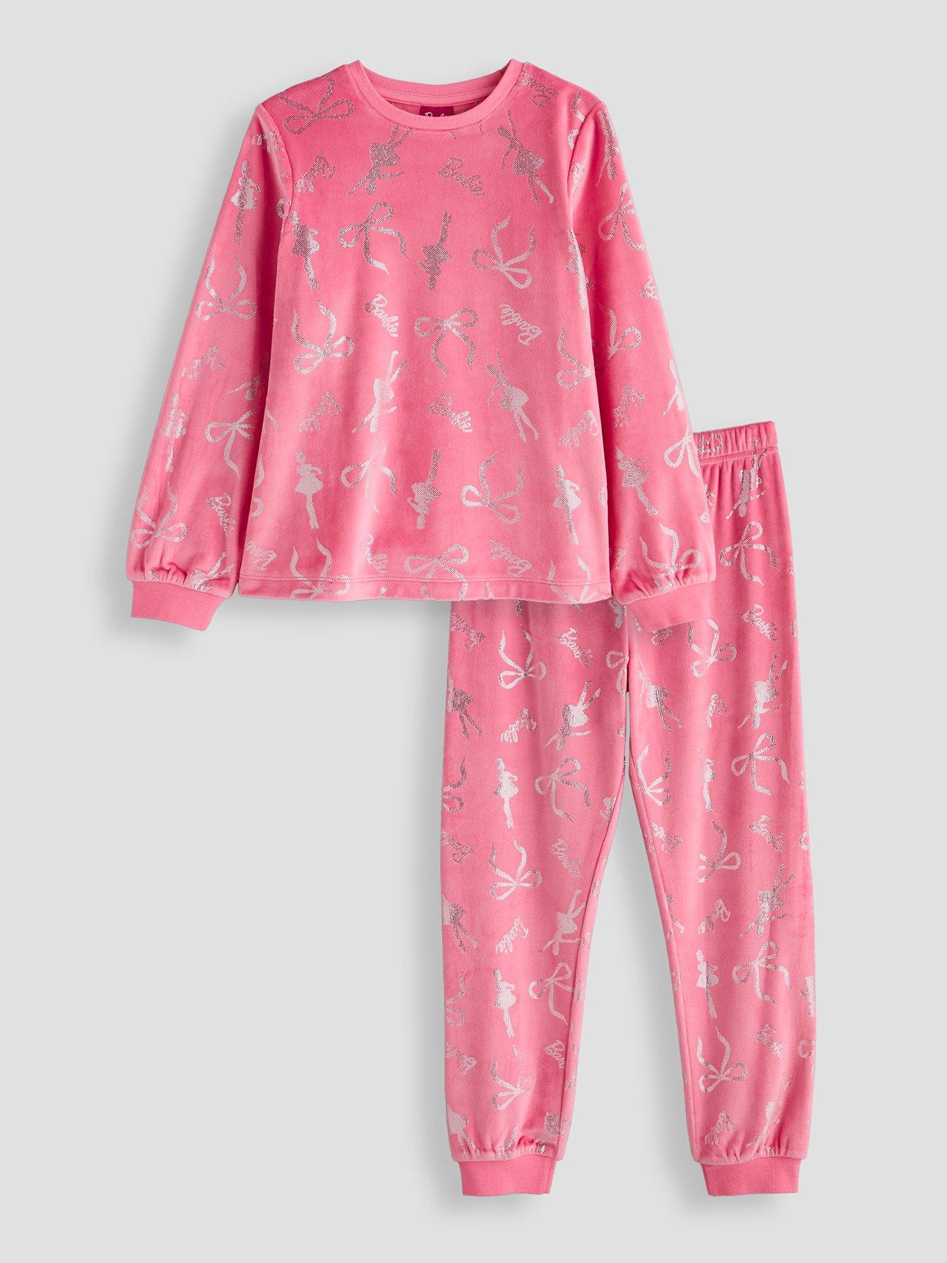 Image 1 of 4 of The Very Collection Girls Barbie Nutcracker Foil Fleece Pyjamas - Pink
