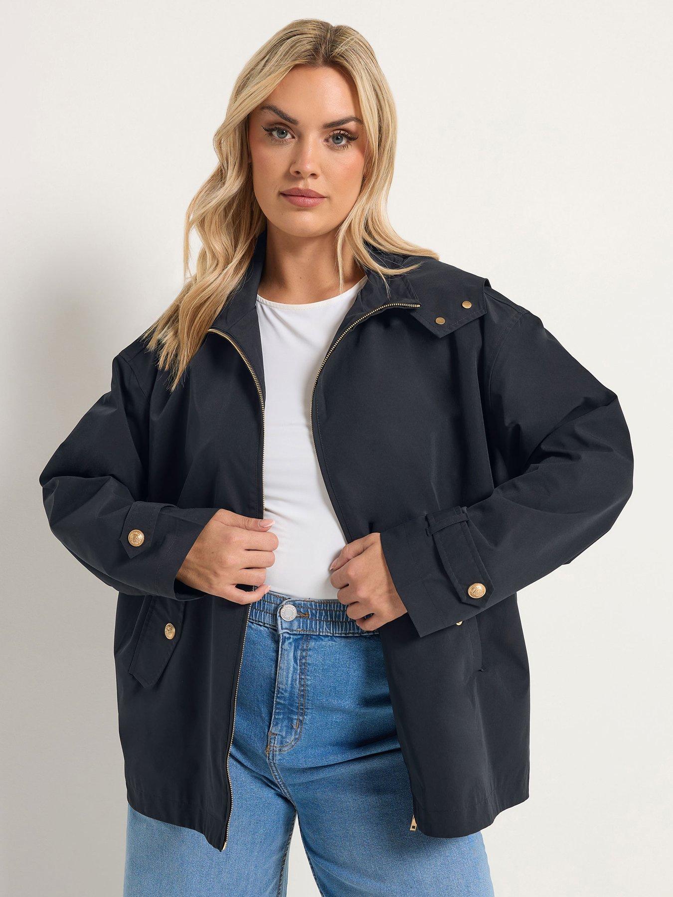 Yours Curve Military Button Jacket - Blue