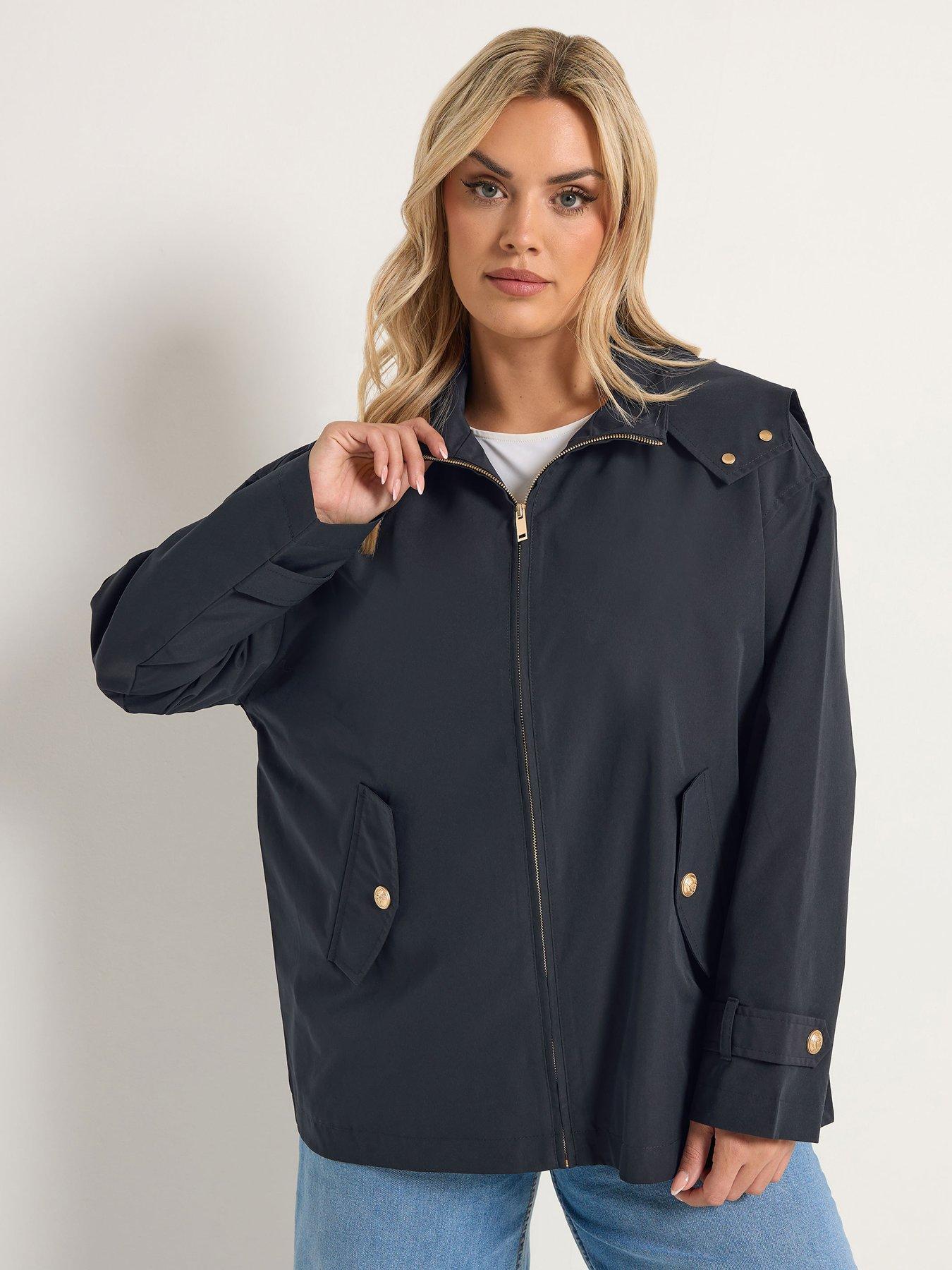 Yours Curve Military Button Jacket - Blue | Very