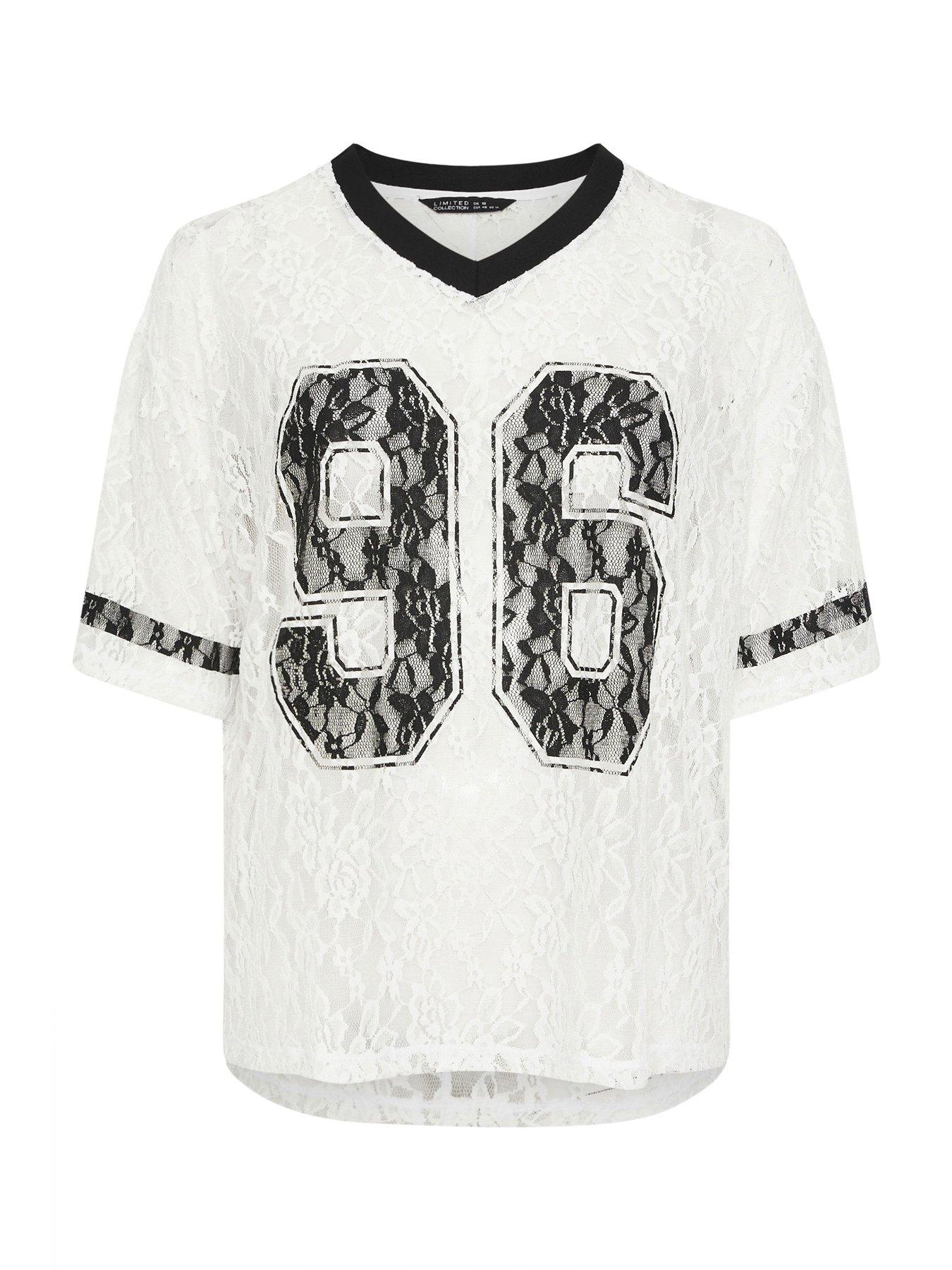 Image 5 of 5 of Yours Curve Lace Printed V-Neck Top - White