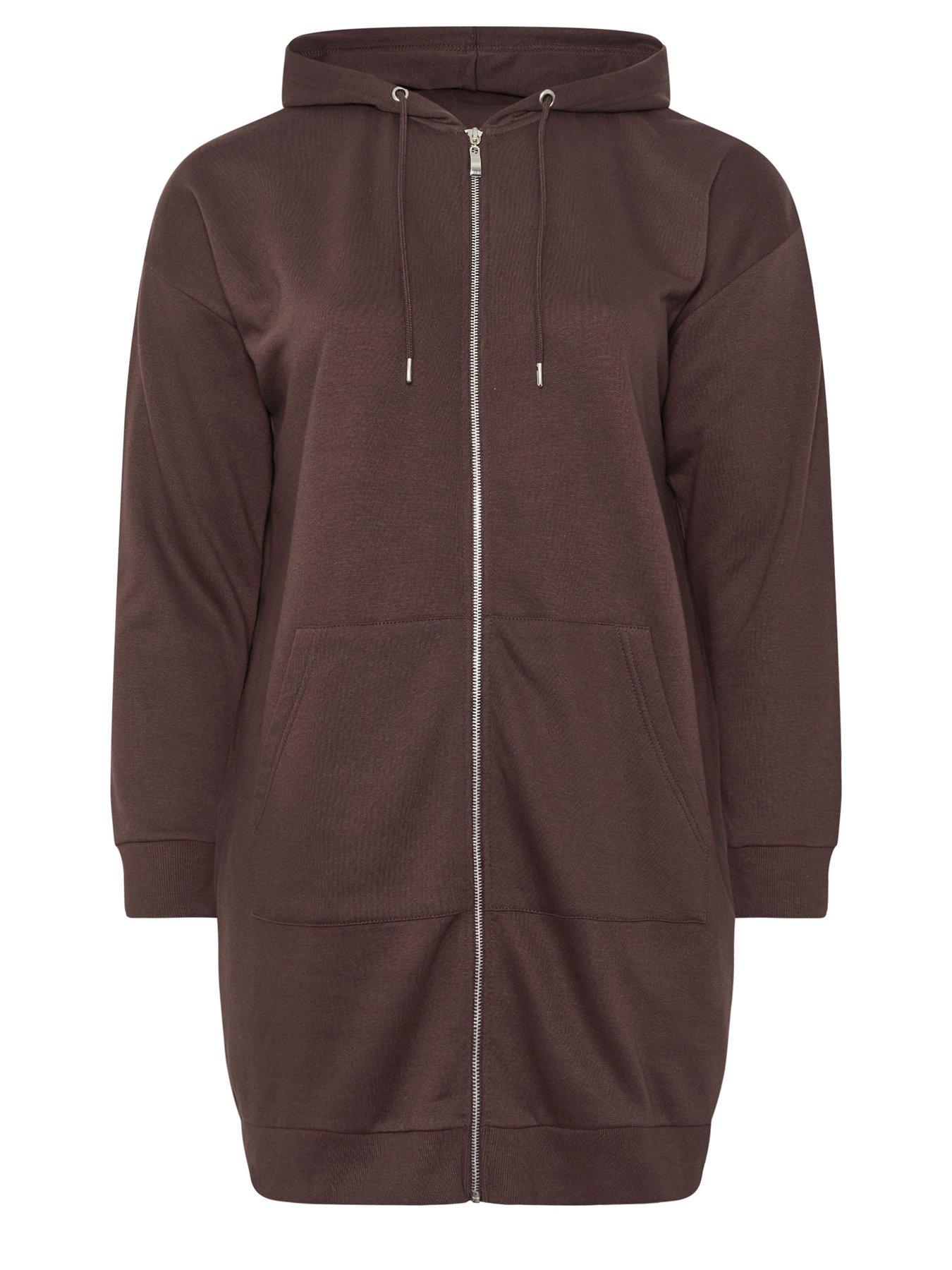 Image 5 of 5 of Yours Curve Longline Hoodie - Brown