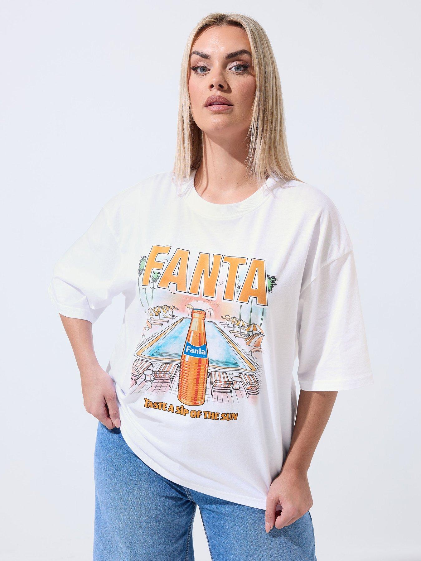 Image 1 of 5 of Yours Curve Fanta T-Shirt - White