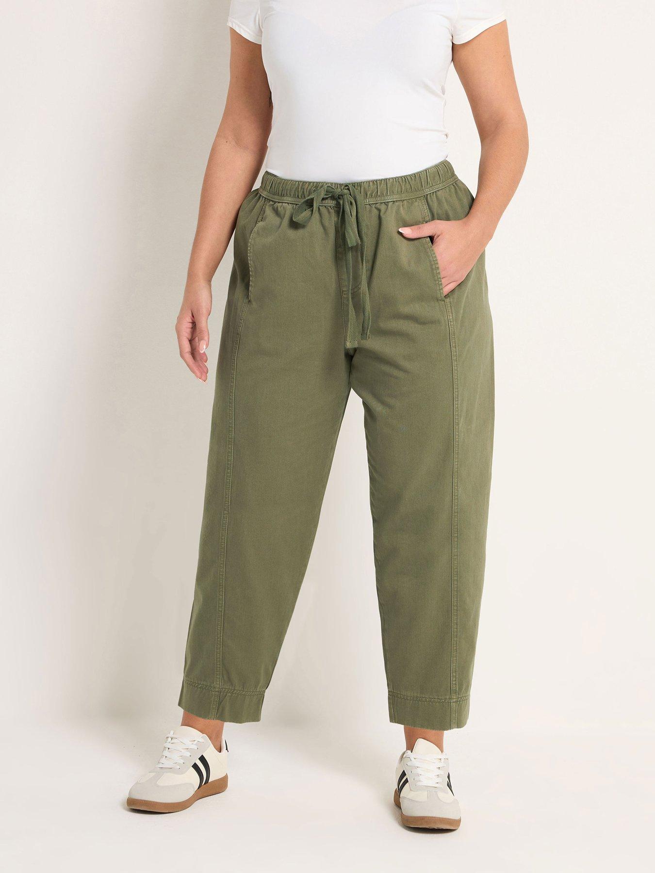 Yours Curve Twill Tapered Trouser - Green