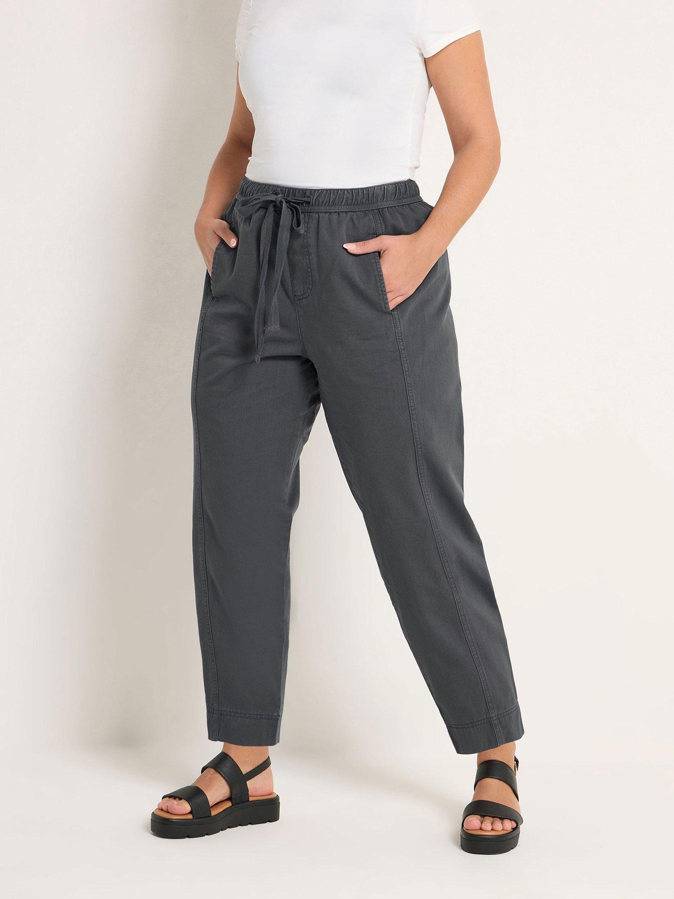 Yours Curve Twill Tapered Trouser - Grey