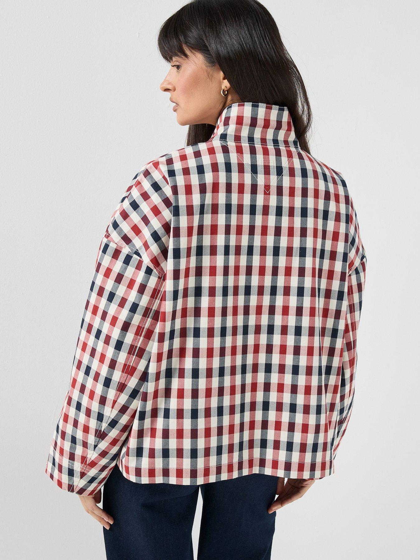 Image 2 of 6 of Tommy Hilfiger Check Relaxed Short Parka - Red