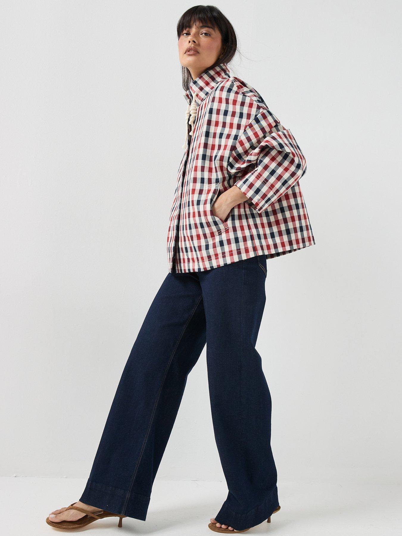 Image 3 of 6 of Tommy Hilfiger Check Relaxed Short Parka - Red