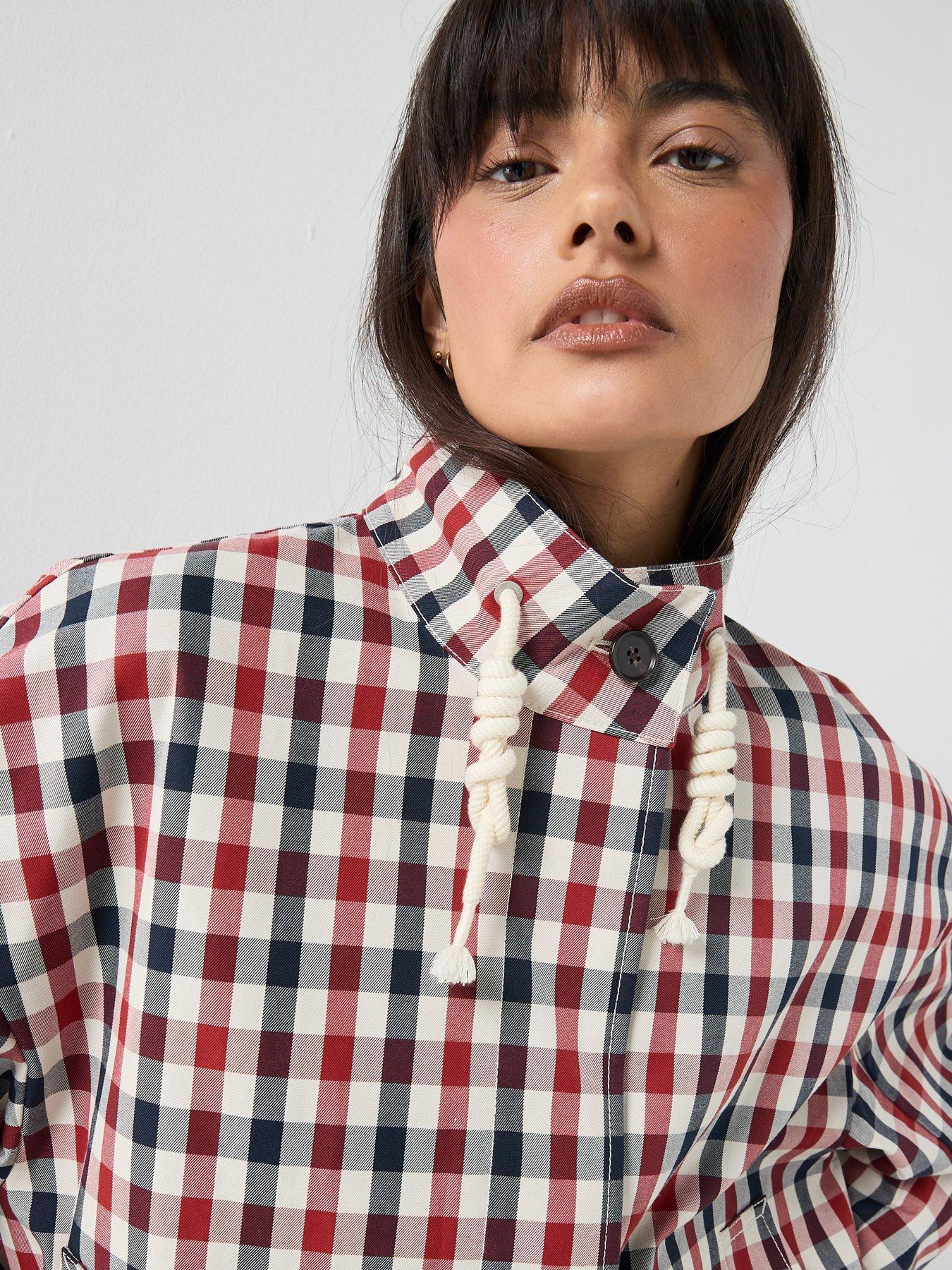 Image 4 of 6 of Tommy Hilfiger Check Relaxed Short Parka - Red