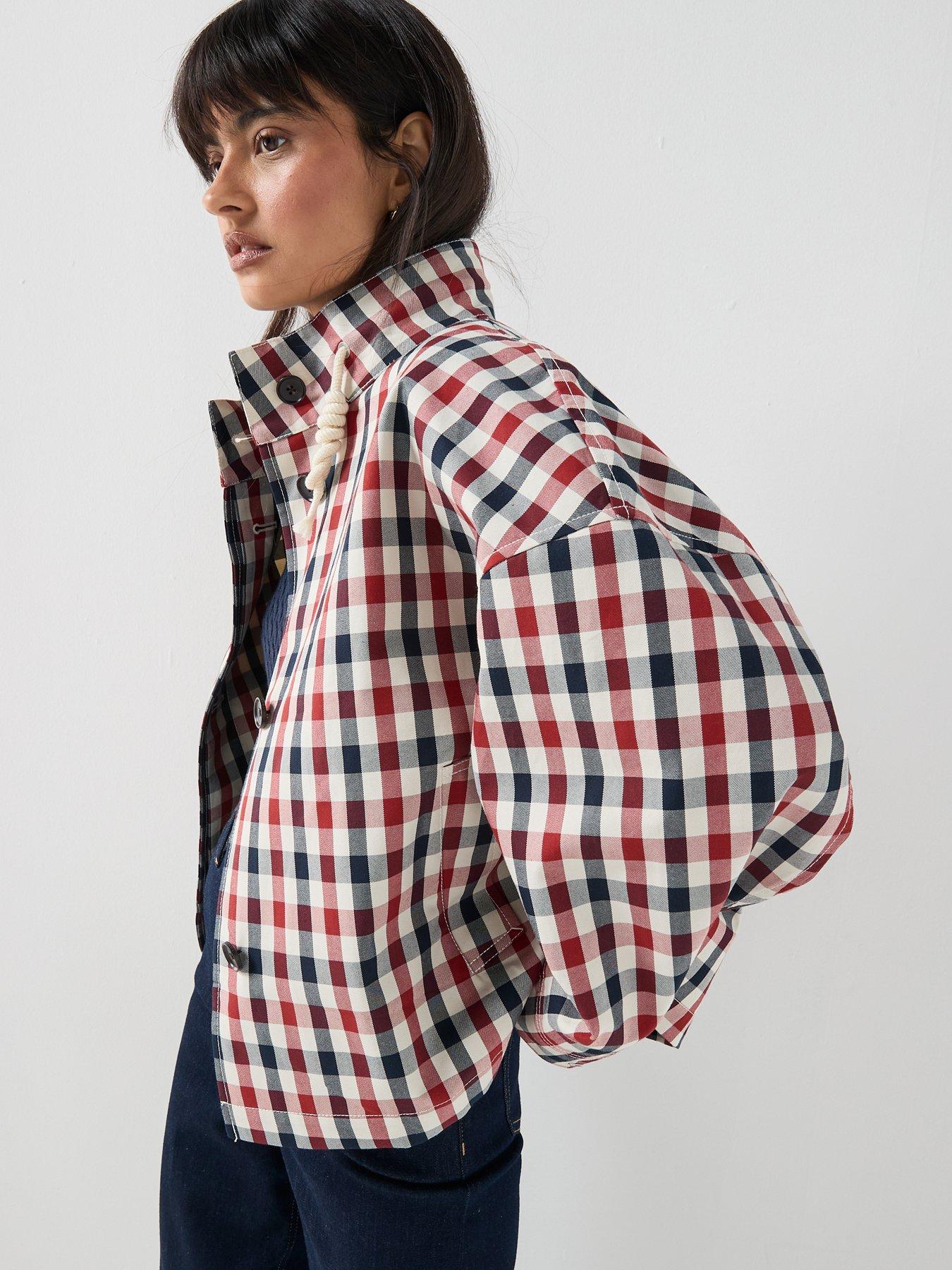 Image 6 of 6 of Tommy Hilfiger Check Relaxed Short Parka - Red