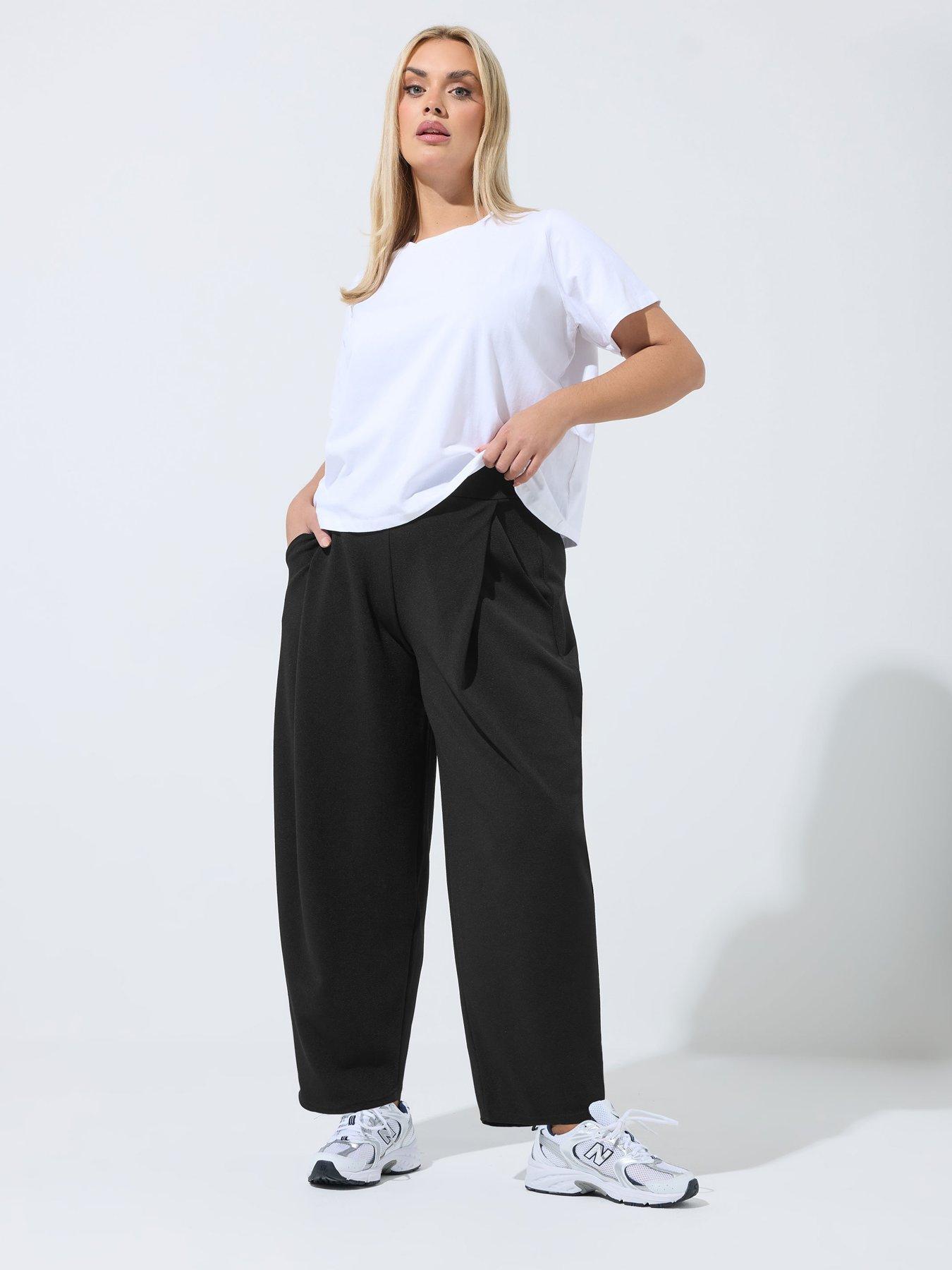 Image 3 of 4 of Yours Curve Barrel Pleated Trouser - Black