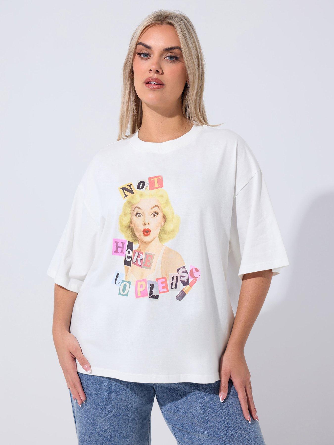 Image 1 of 5 of Yours Curve Not Here To Please T-Shirt - White