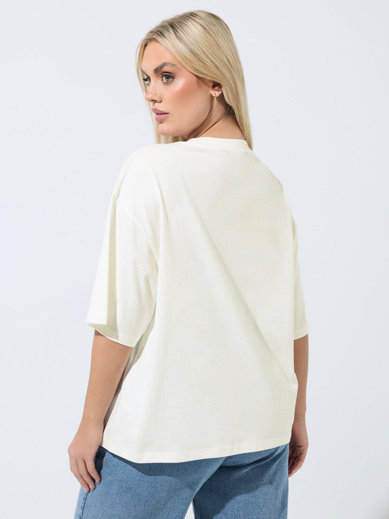 Image 2 of 5 of Yours Curve Summer Days Short Sleeve T-Shirt - White