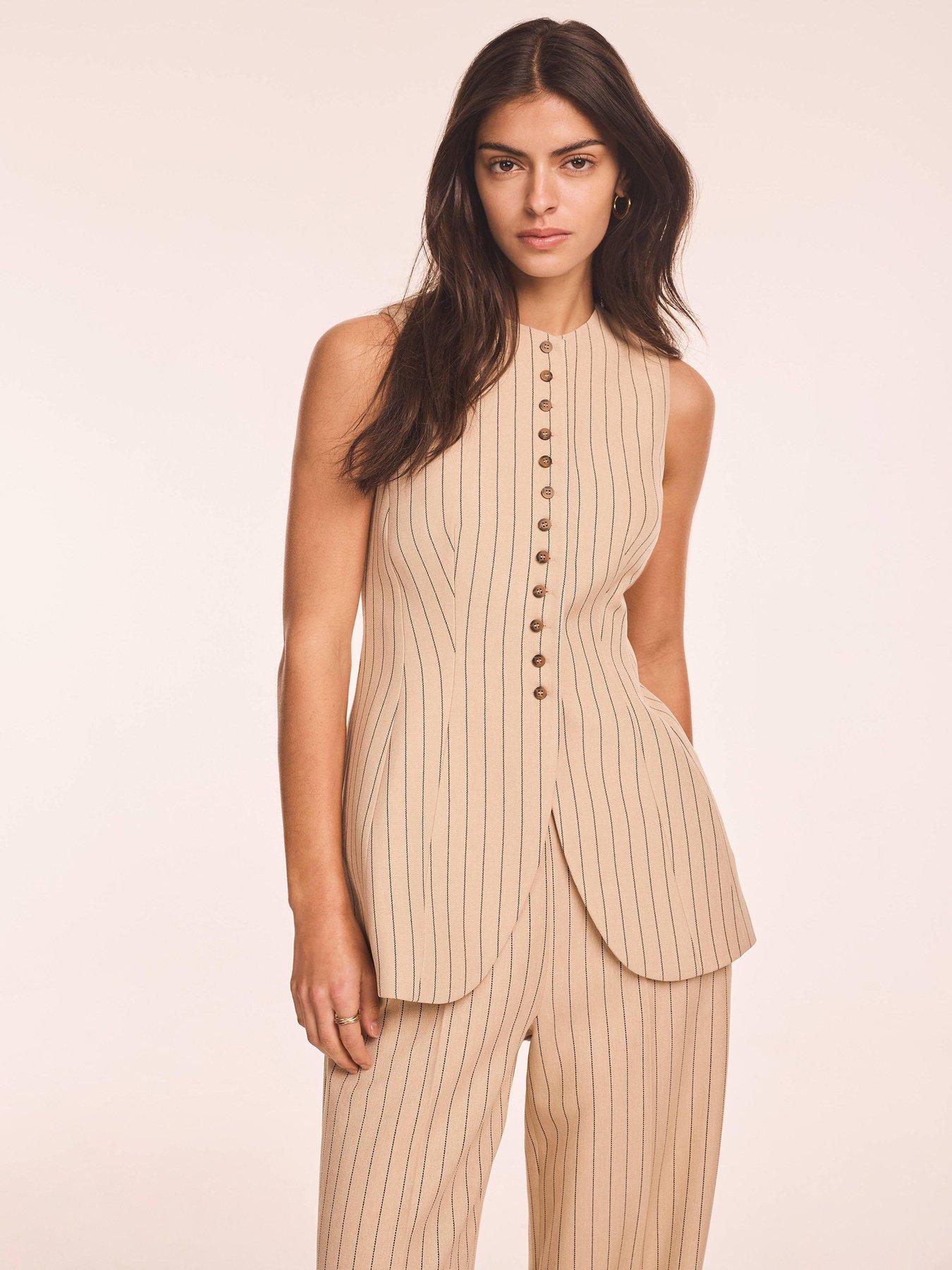 Mint Velvet Pinstripe Waistcoat - Neutral