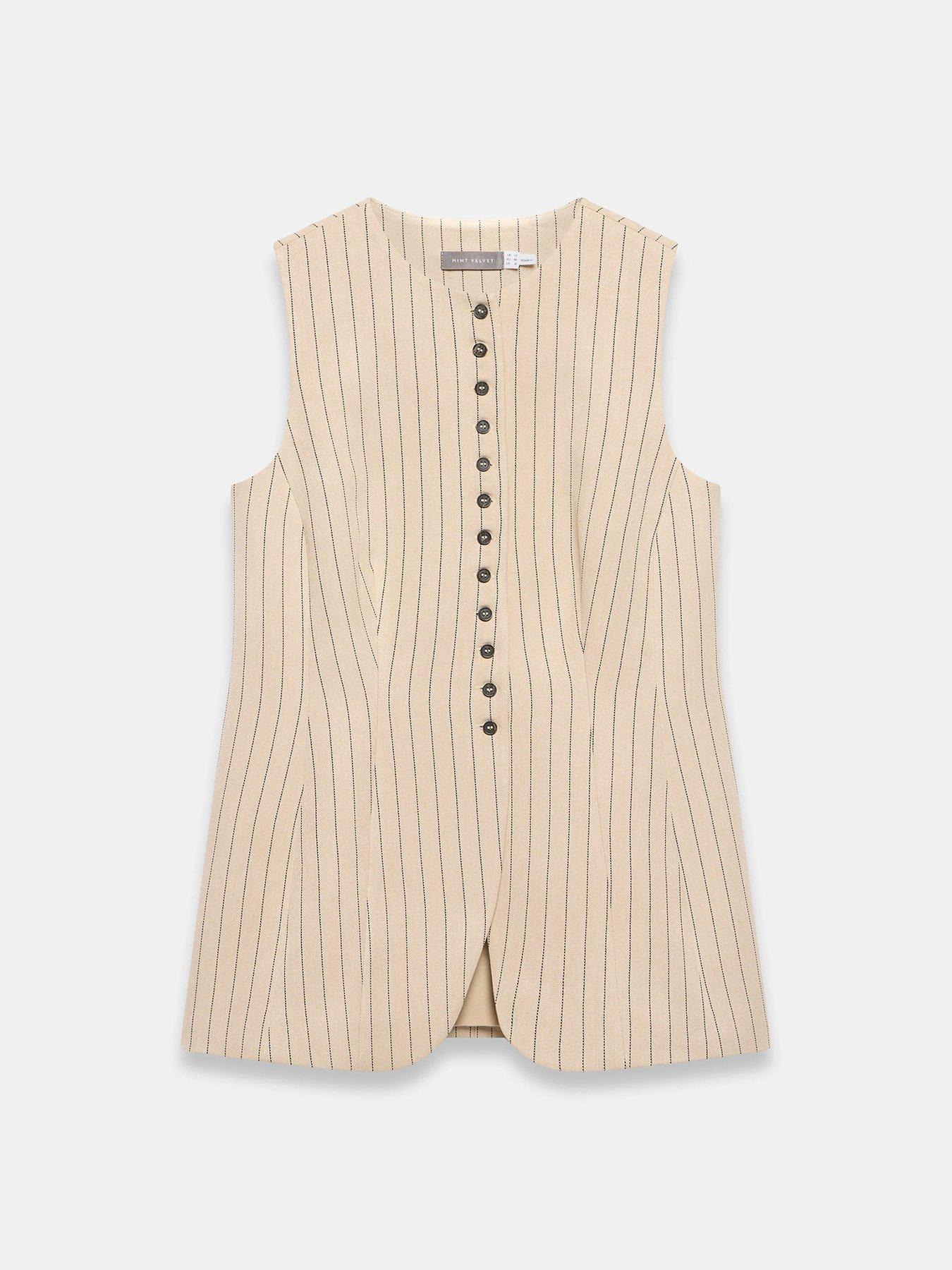 Image 5 of 6 of Mint Velvet Pinstripe Waistcoat - Neutral