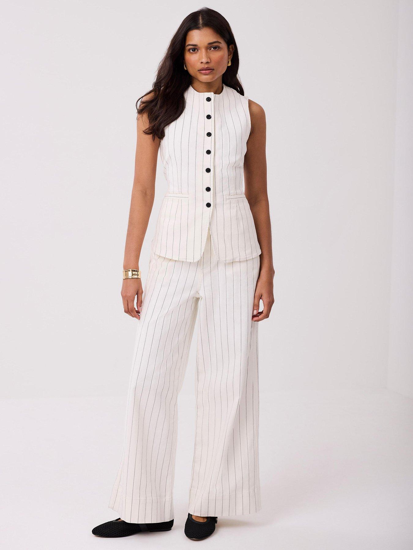 Mint Velvet: Ivory Stripe Wide Jean