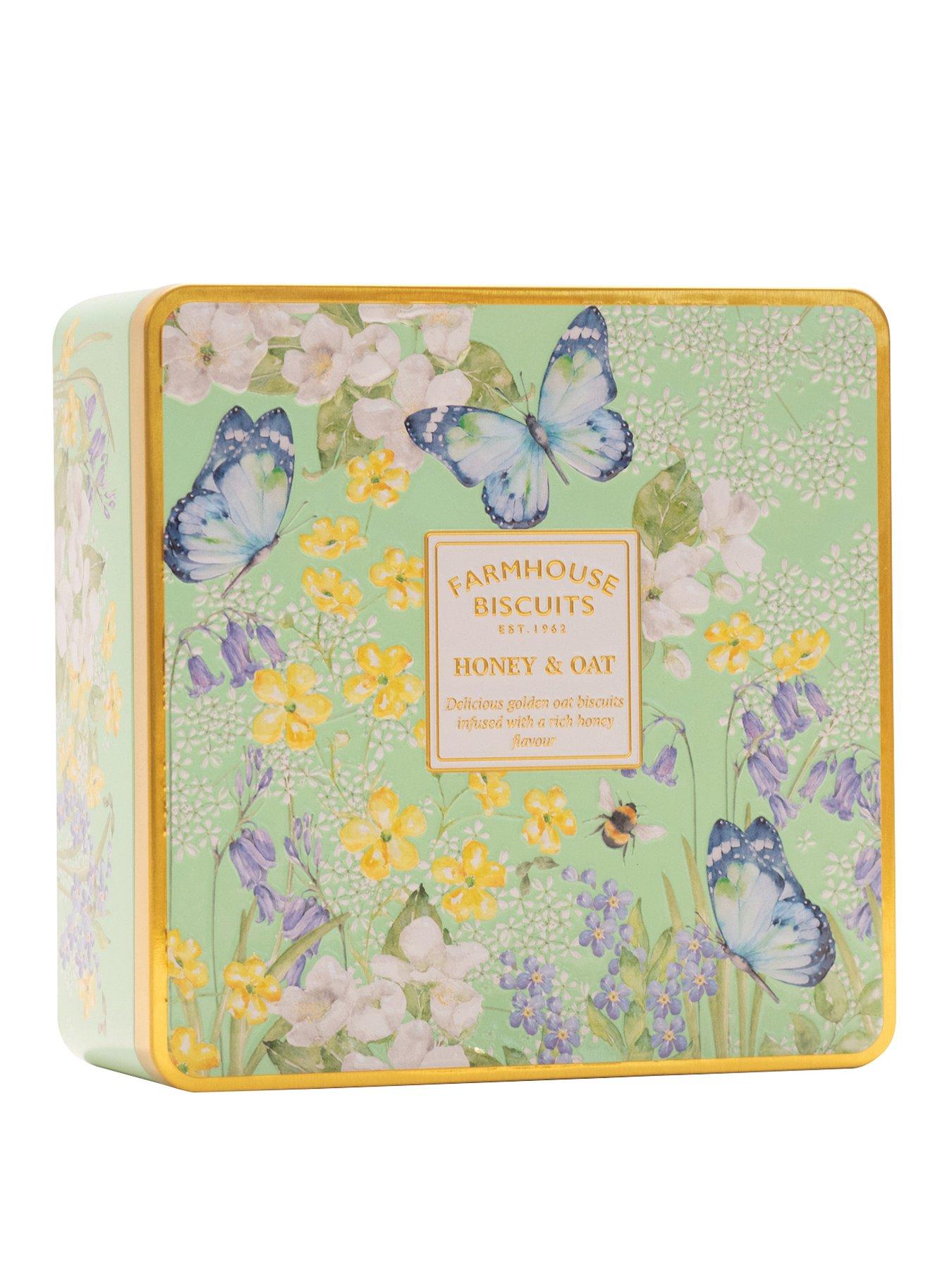 English garden tin of honey  &  oat biscuits