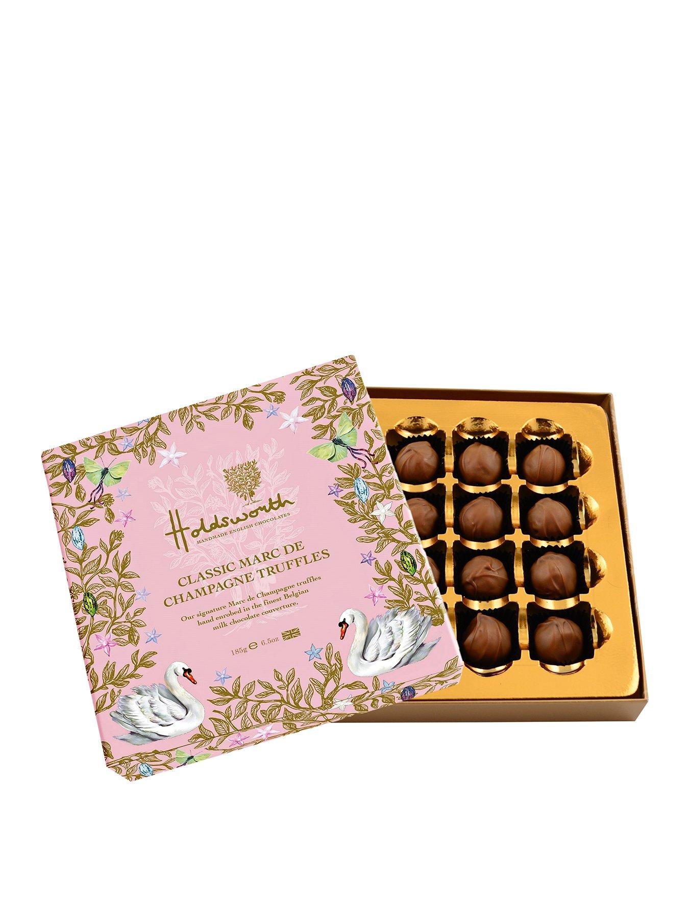 Holdsworth Classic Marc de Champagne truffles in swan design box