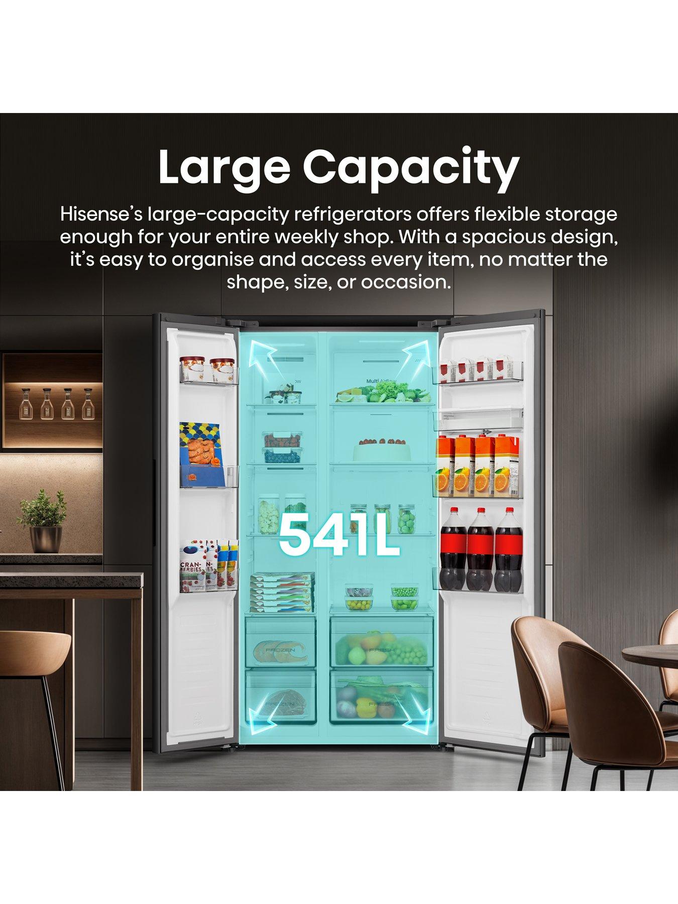 Image 3 of 7 of Hisense RS3P558NMFD PureFlat American Side-By-Side Fridge Freezer - D Rated - Black Stainless