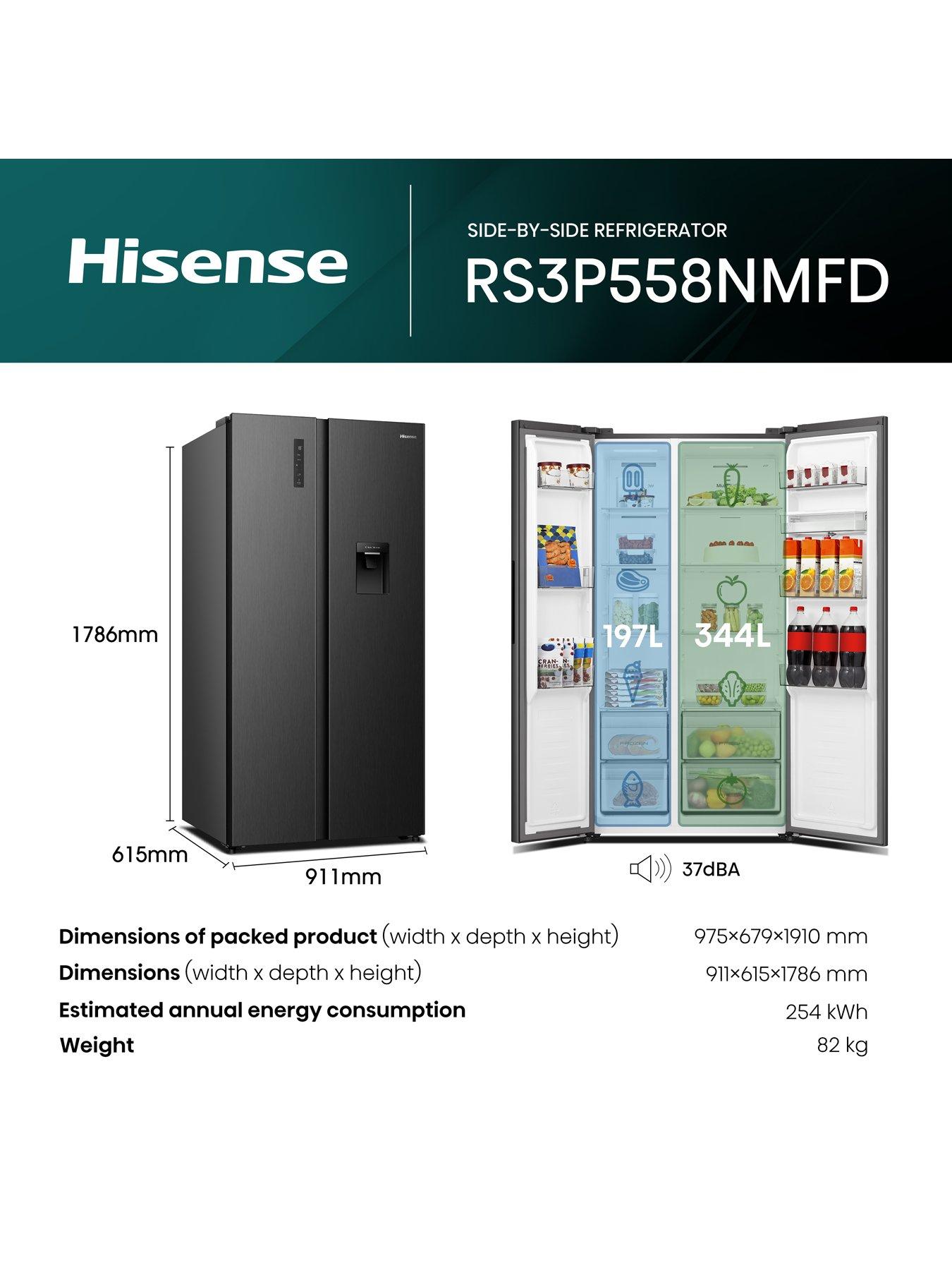 Image 7 of 7 of Hisense RS3P558NMFD PureFlat American Side-By-Side Fridge Freezer - D Rated - Black Stainless
