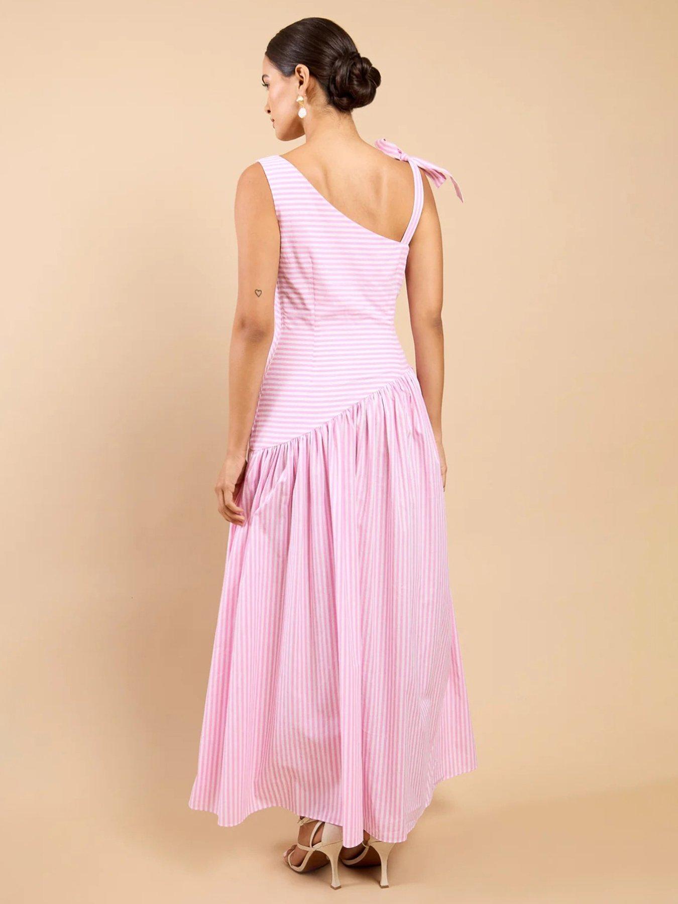 green emerald velvet dress Somebody Like Me Asymmetrical Midi Dress Pink Floral main image 0