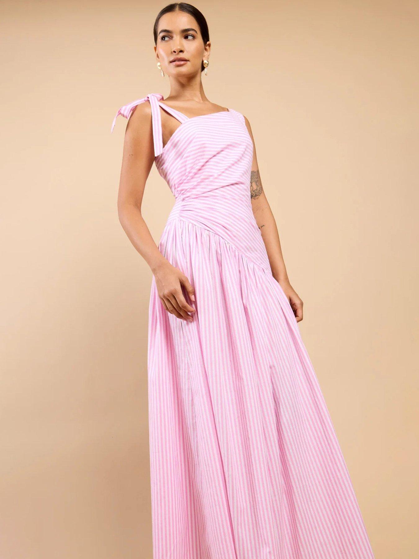 asymmetric midaxi dress in dusty pink Storie Halterneck Split Hem Midaxi Dress in Rose Leopard Print main image 0