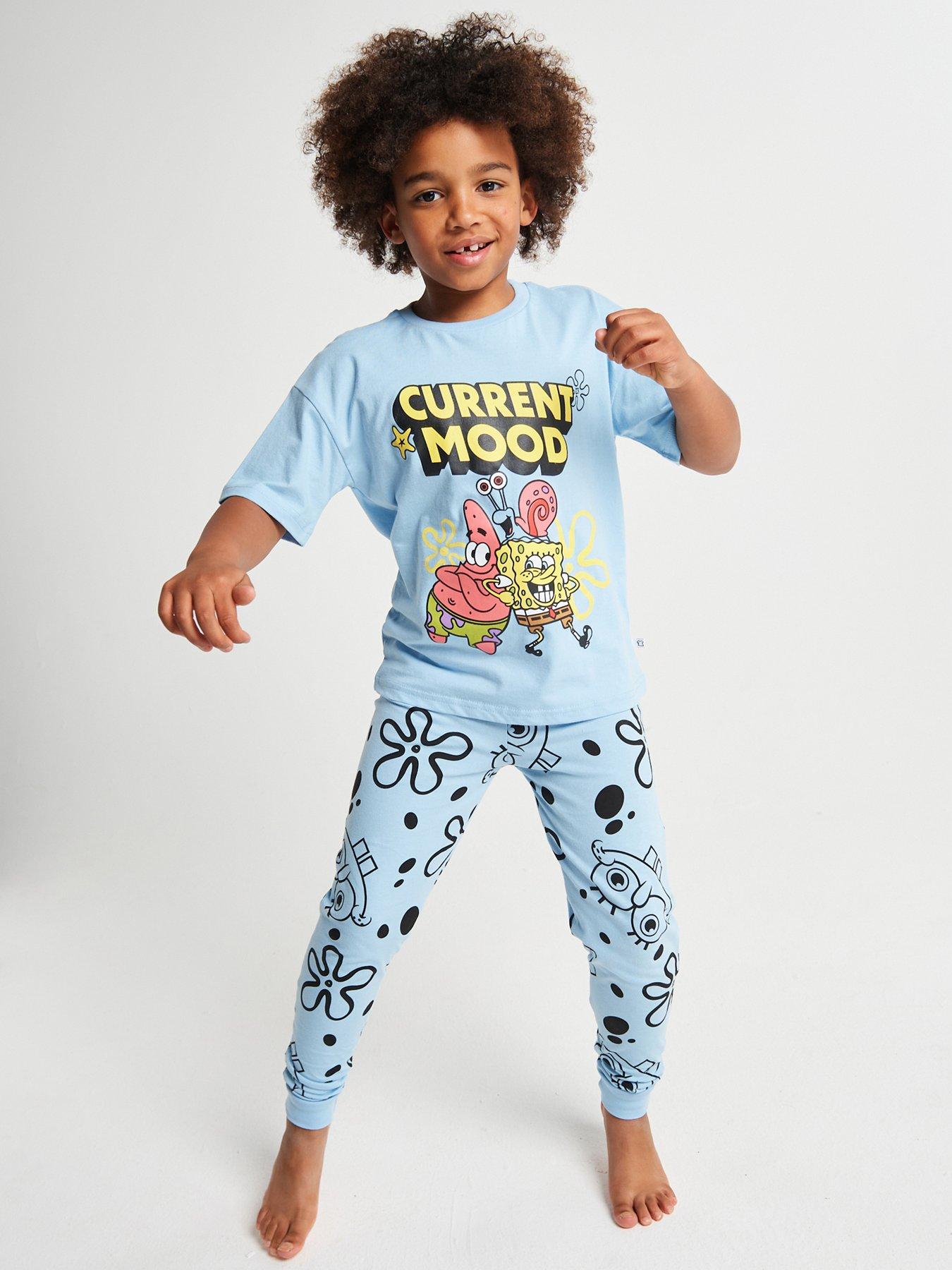 Image 1 of 6 of Brand Threads Sponge Bob Unisex Trans Pyjama Set - Long Leg