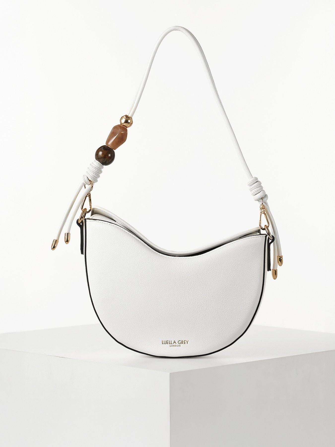 Luella Grey Cora Small Saddle Crossbody In White