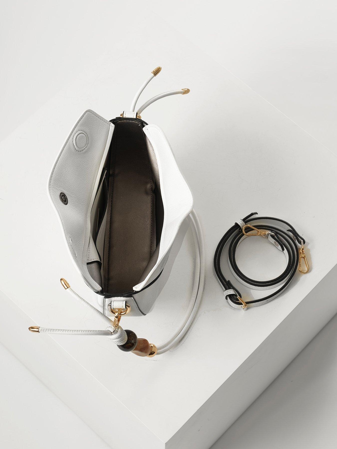 Image 6 of 7 of Luella Grey Cora Small Saddle Crossbody In White