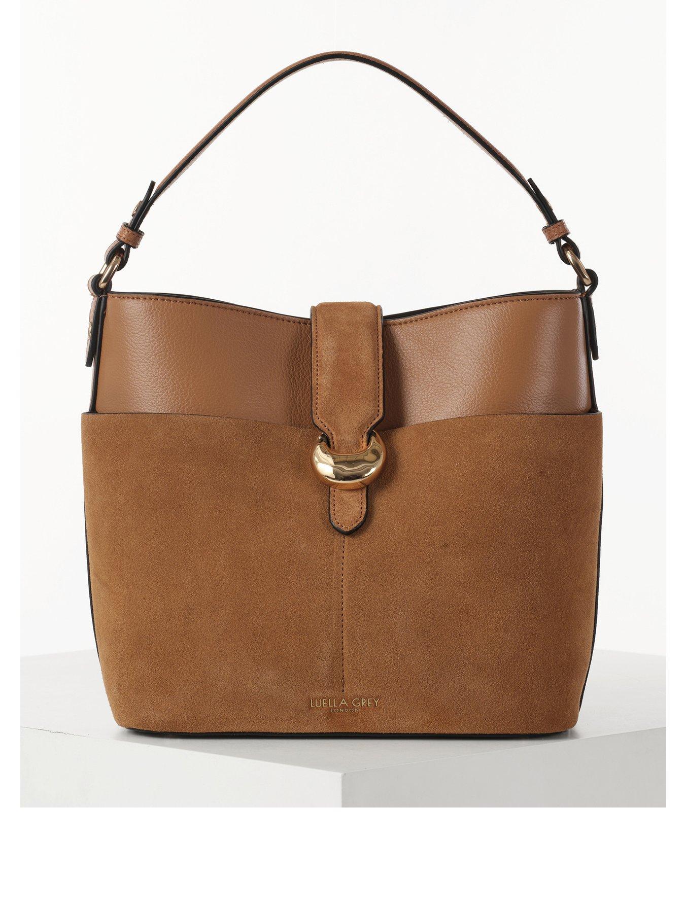 Luella Grey Indra Medium Bucket Crossbody In Camel