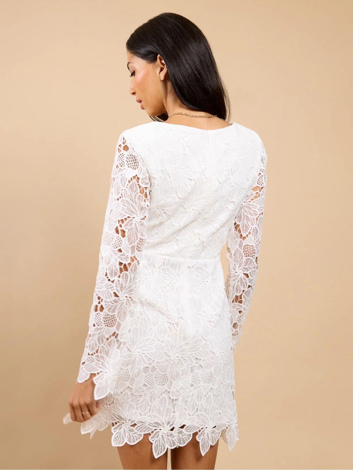 Image 2 of 4 of Little Mistress Crochet Mini Dress - White