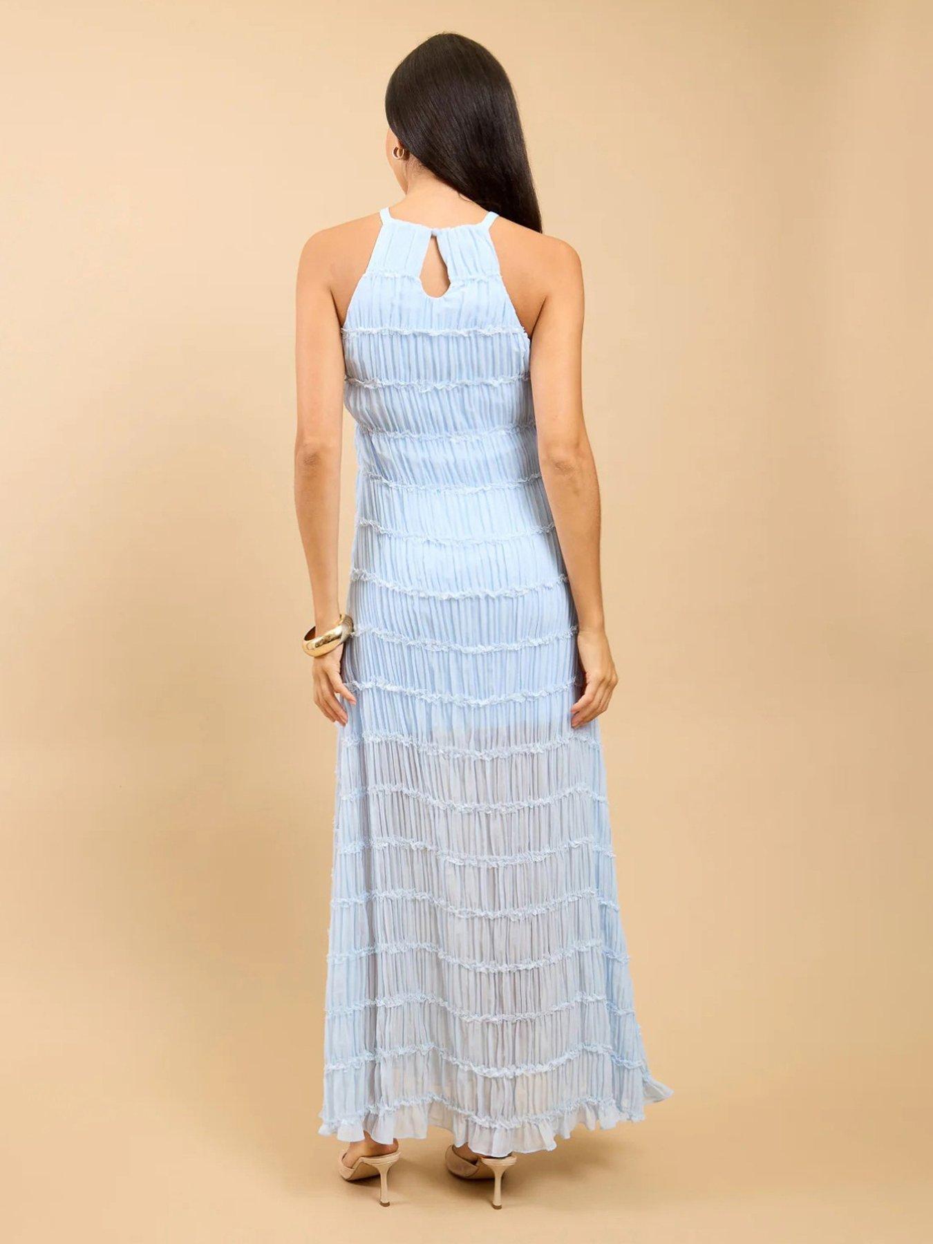 Image 2 of 4 of Little Mistress Textured Maxi Dress - Blue
