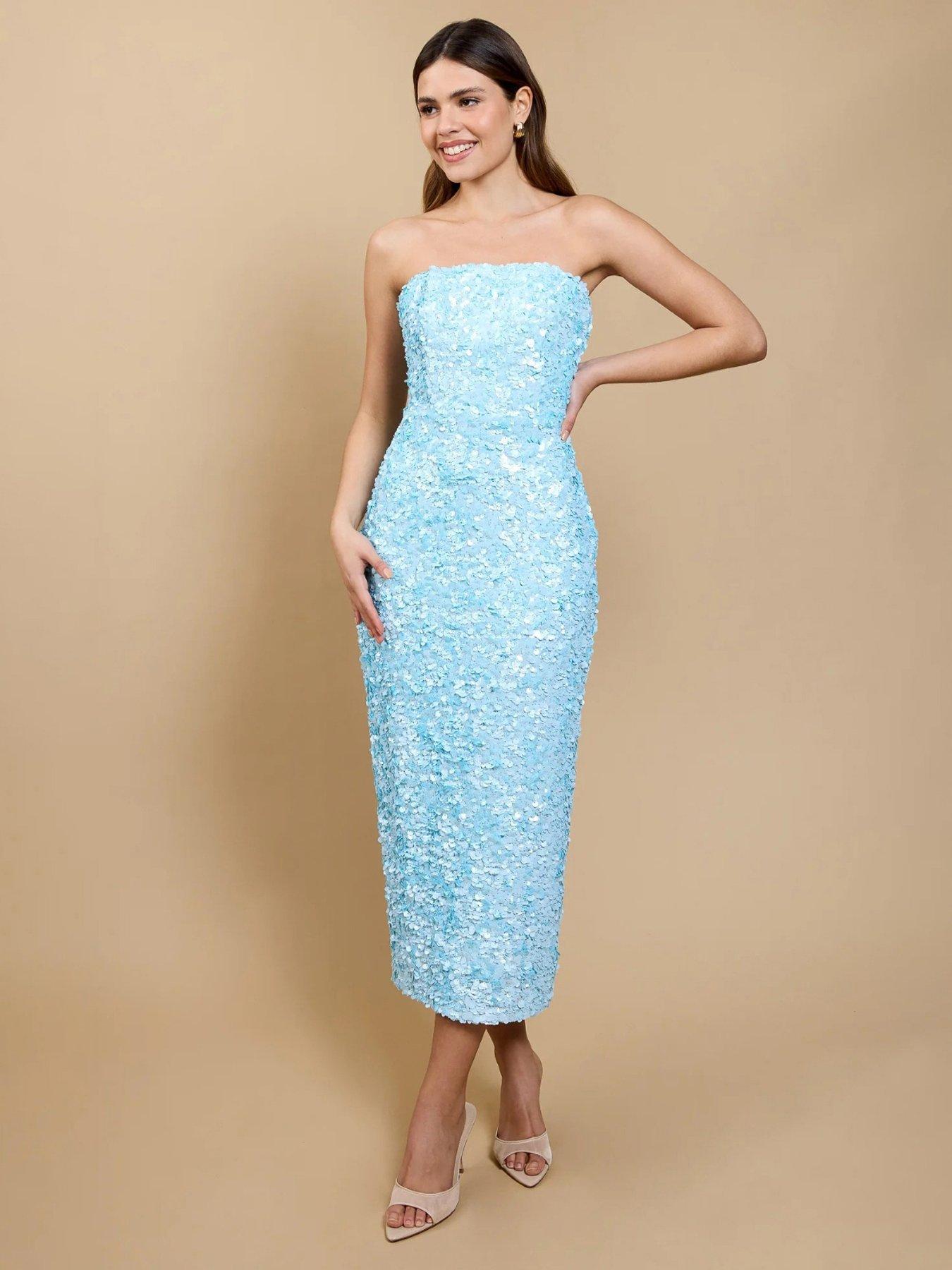 Image 1 of 4 of Little Mistress Sequin Midaxi Dress - Blue