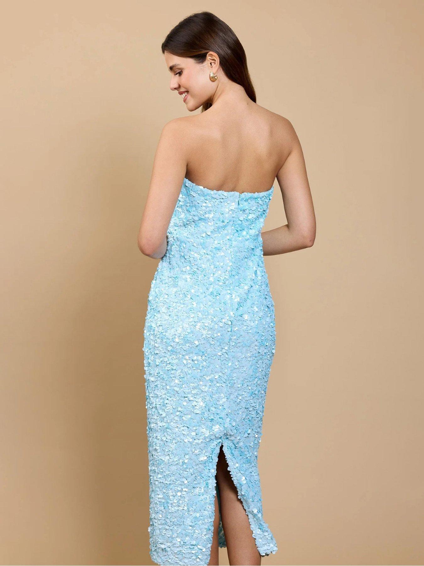 Image 2 of 4 of Little Mistress Sequin Midaxi Dress - Blue