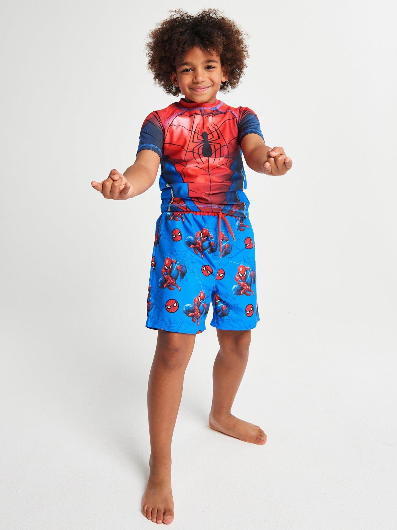 Brand Threads Boys Spider-Man Rash Vest and Shorts