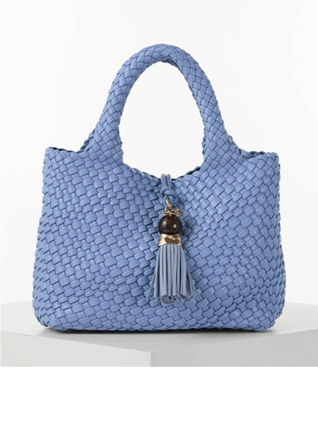 Image 1 of 7 of Luella Grey Suky Medium Medium Woven Crossbody In Cornflower Blue