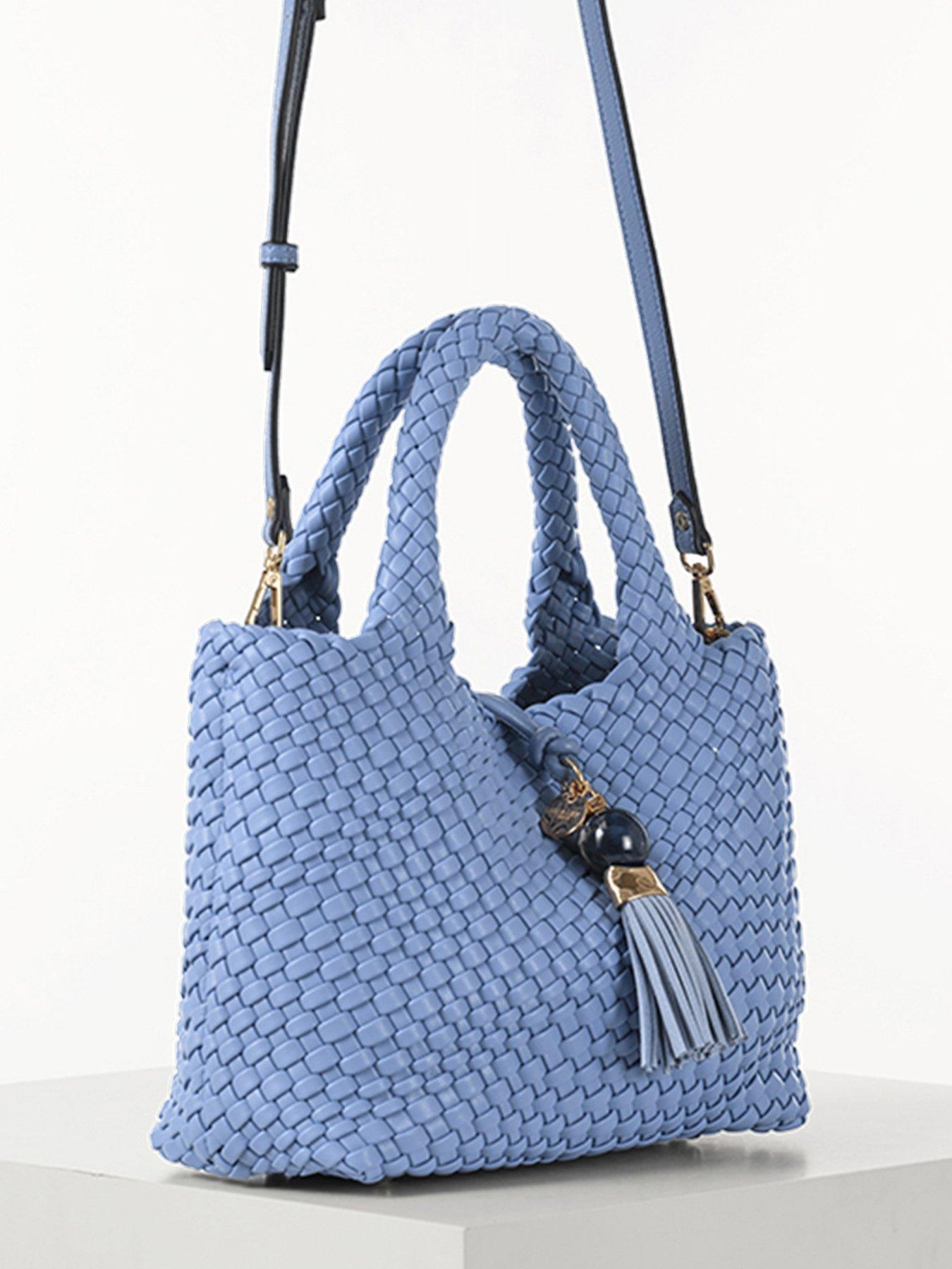 Image 3 of 7 of Luella Grey Suky Medium Medium Woven Crossbody In Cornflower Blue