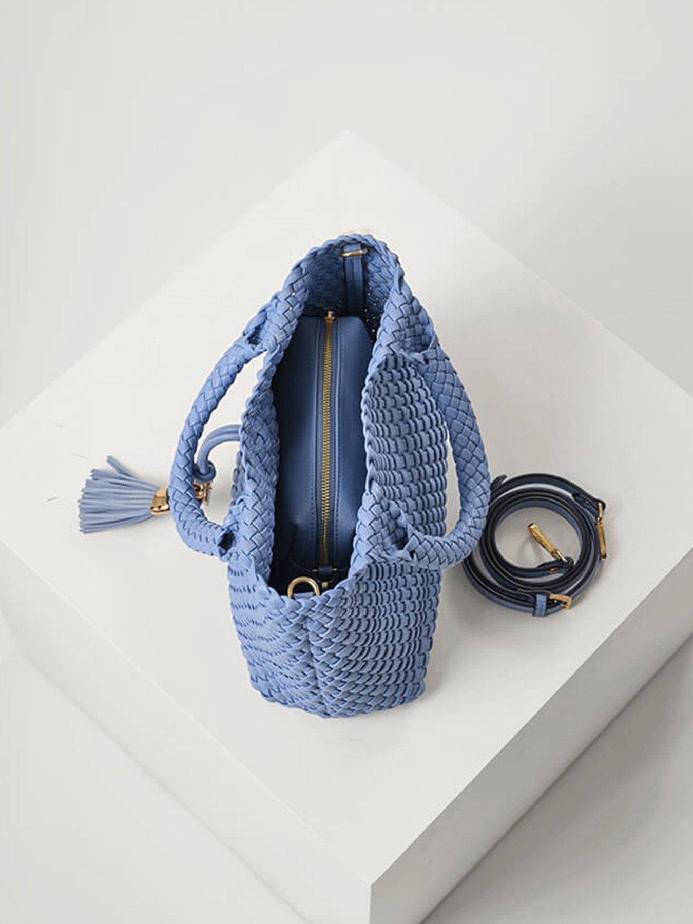 Image 4 of 7 of Luella Grey Suky Medium Medium Woven Crossbody In Cornflower Blue