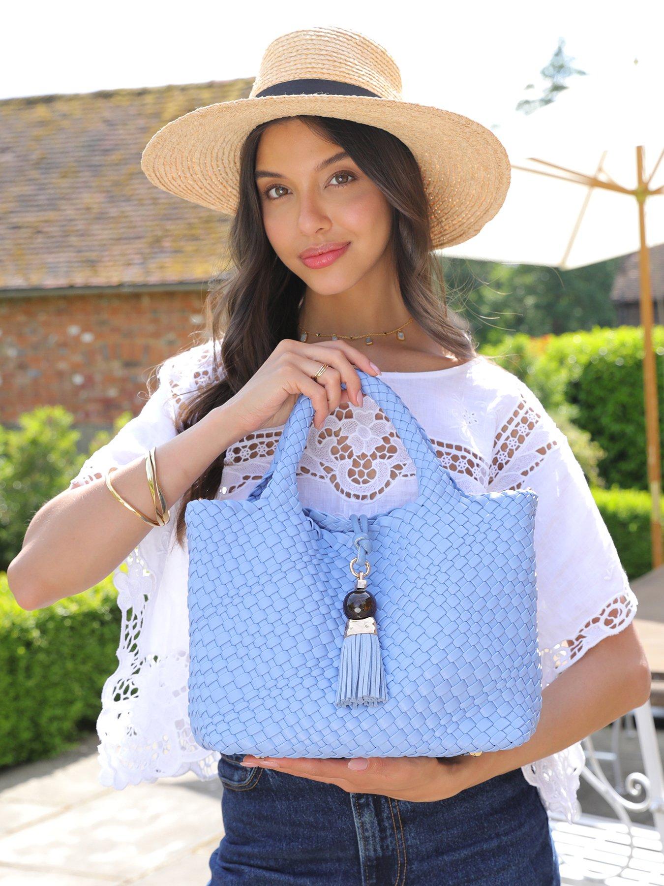 Image 6 of 7 of Luella Grey Suky Medium Medium Woven Crossbody In Cornflower Blue