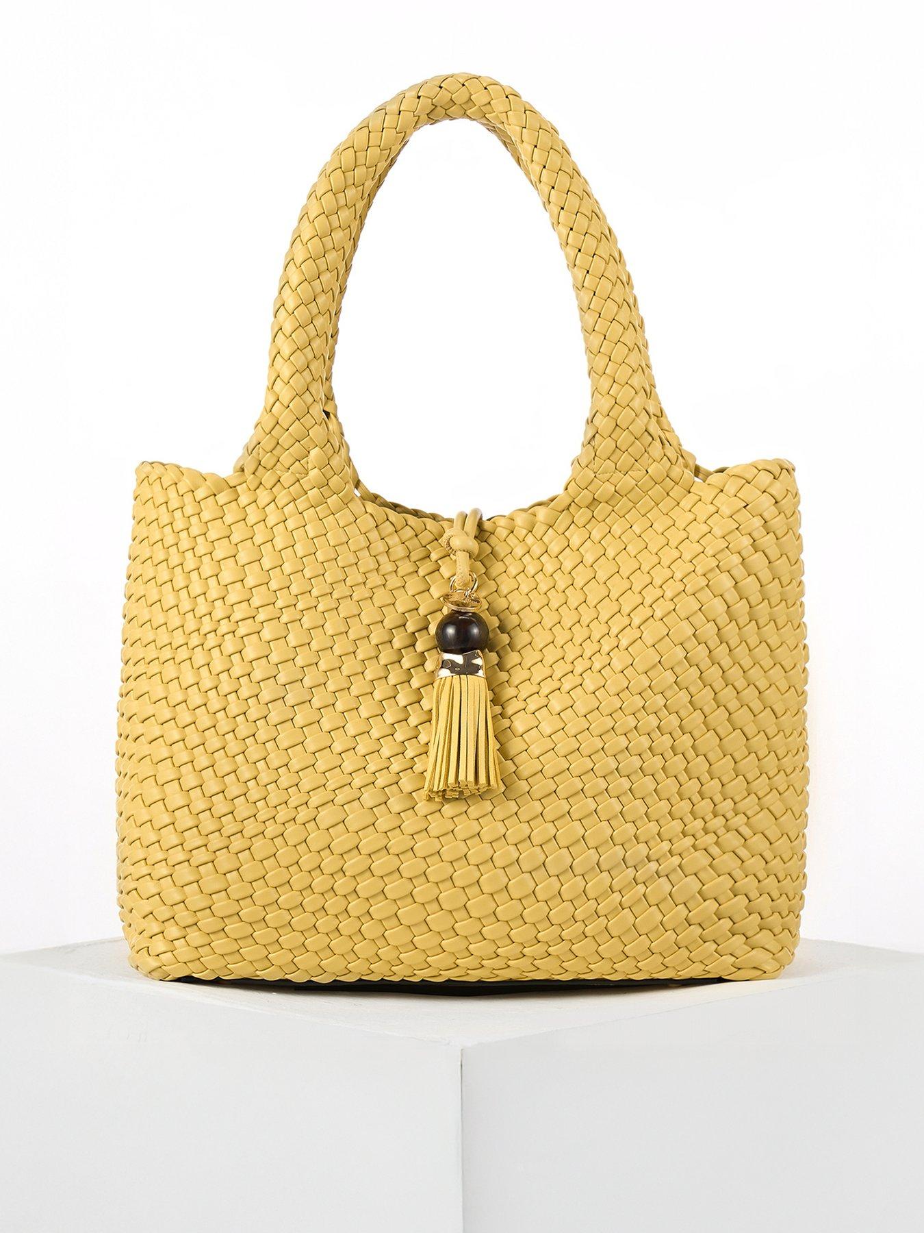 Luella Grey Saskia Large Large Woven Tote In Buttercup Yellow