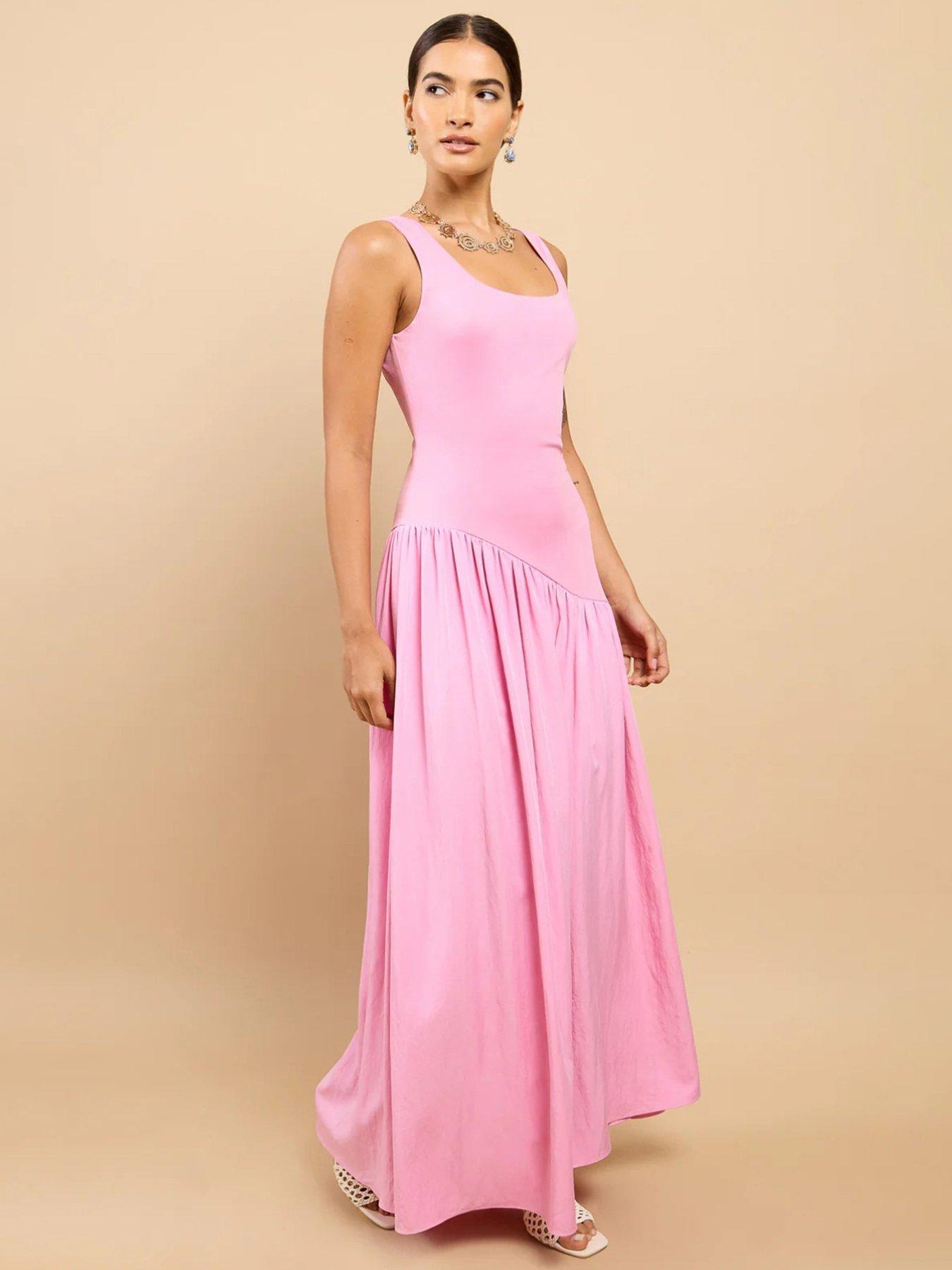 Little Mistress Pink Dropped Waist Midaxi Dress